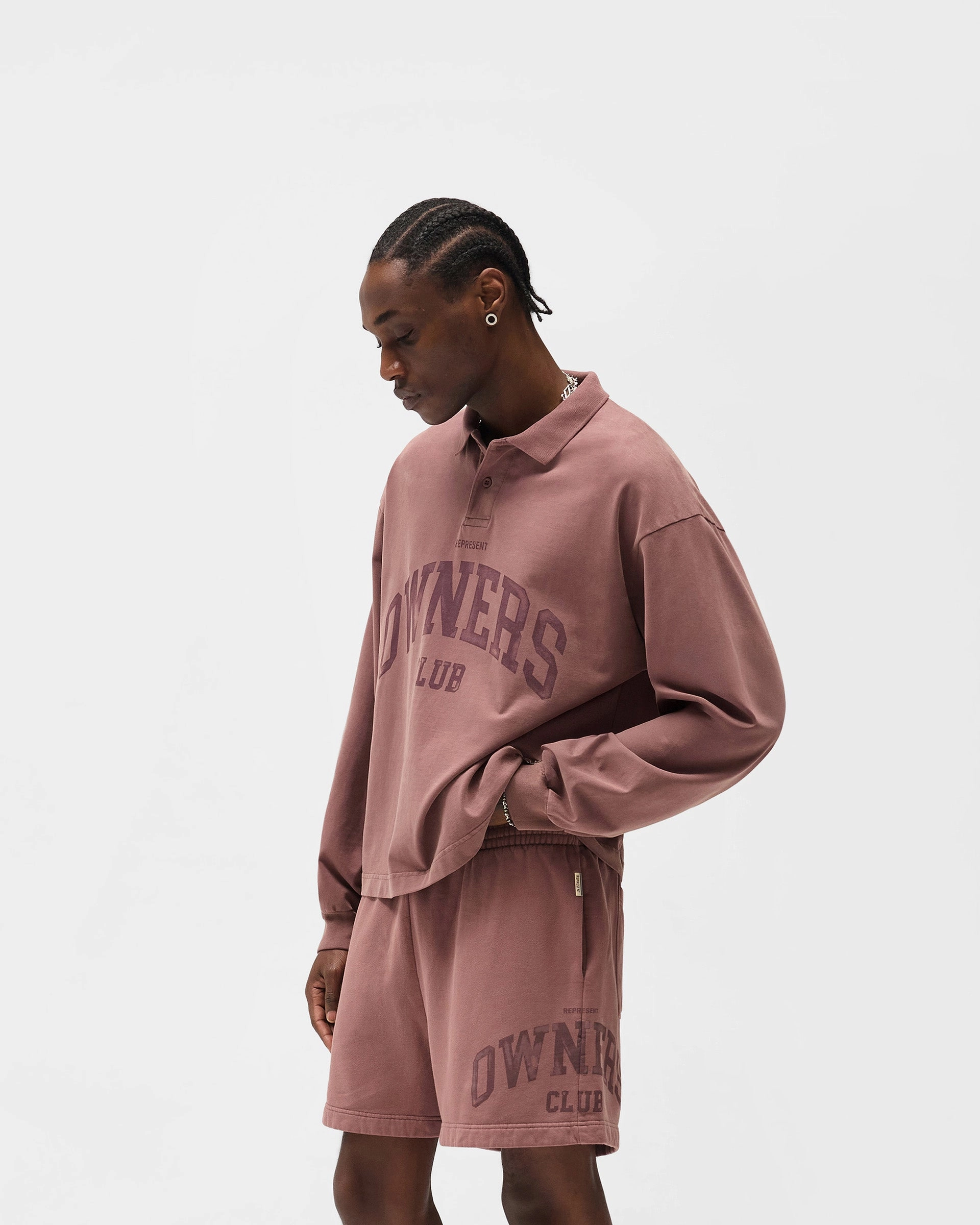 Represent Owners Club Rugby Polo - Smoked Rose Heat Retention Lining Natural Fiber Blend