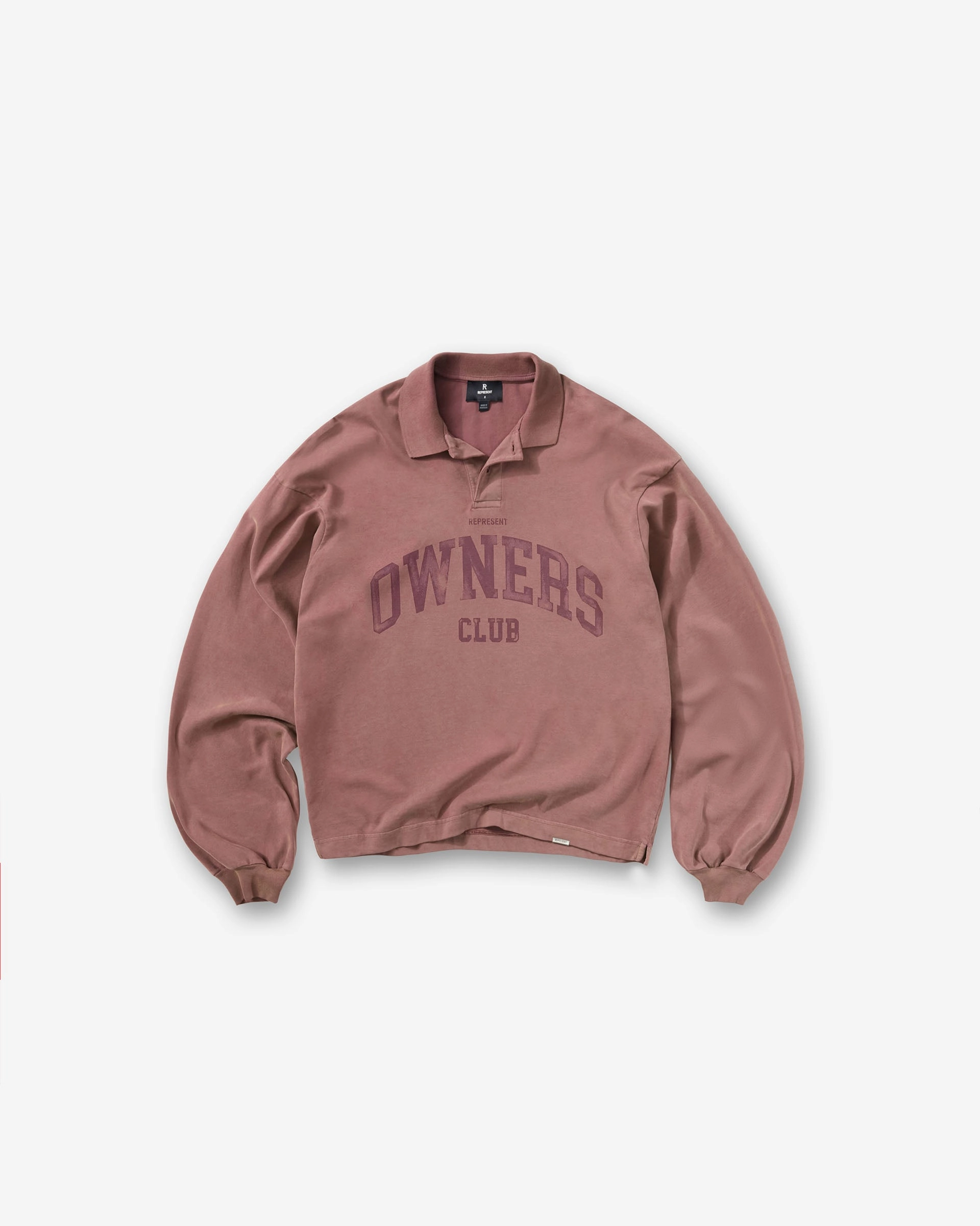 Represent Owners Club Rugby Polo - Smoked Rose Smart Pick Drop Shoulder Cut