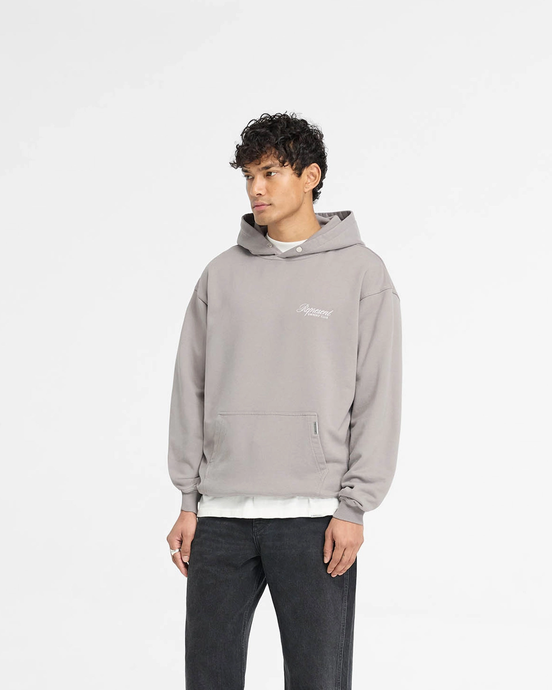 Cozy Core relaxed shape Represent Owners Club Script Hoodie - Slate