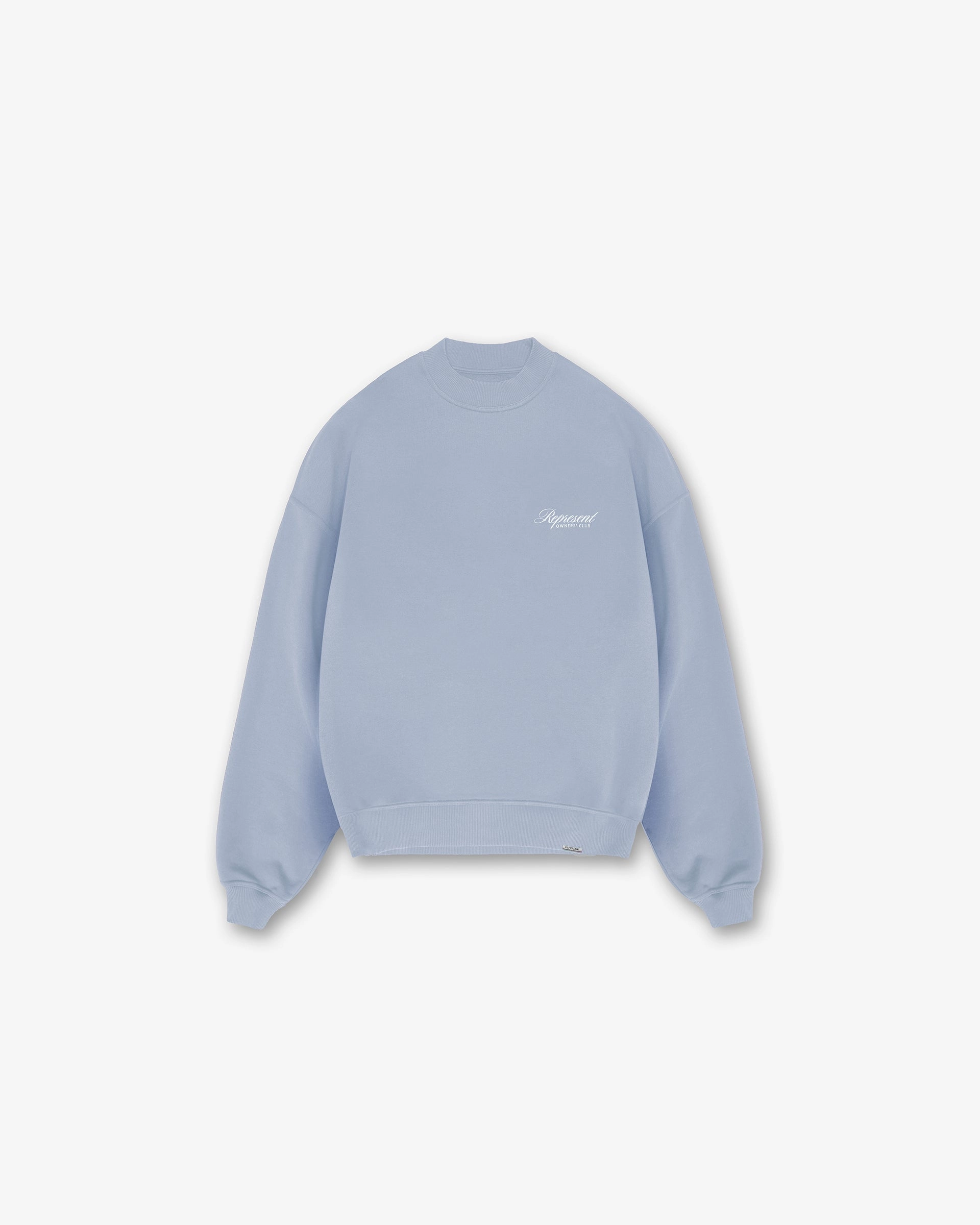 Represent Owners Club Script Sweater - Dusty Blue Rolled Cuffs