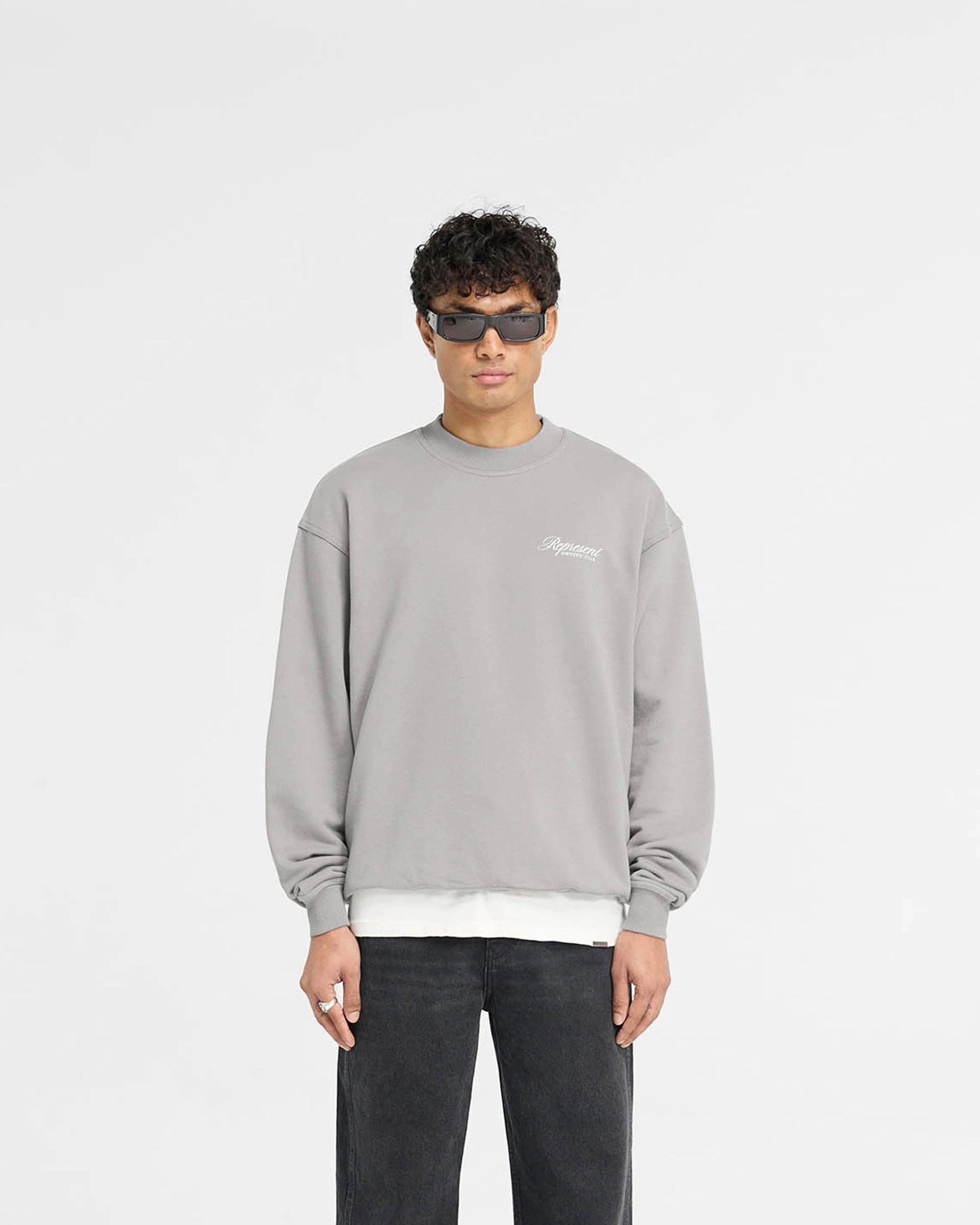 WrinkleResistant Knit Represent Owners Club Script Sweater - Slate