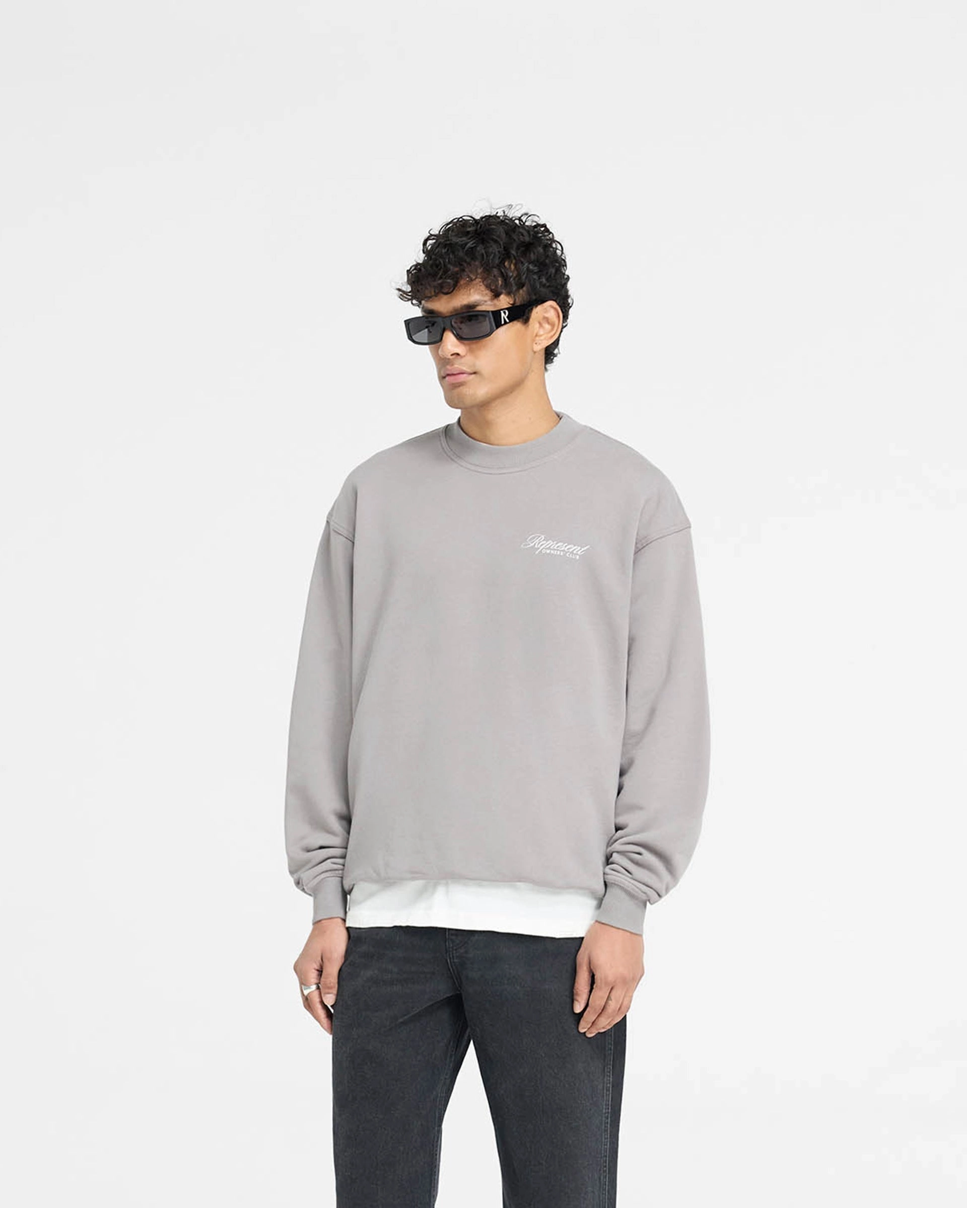 Represent Owners Club Script Sweater - Slate Fall Vibes Plush Inner Lining