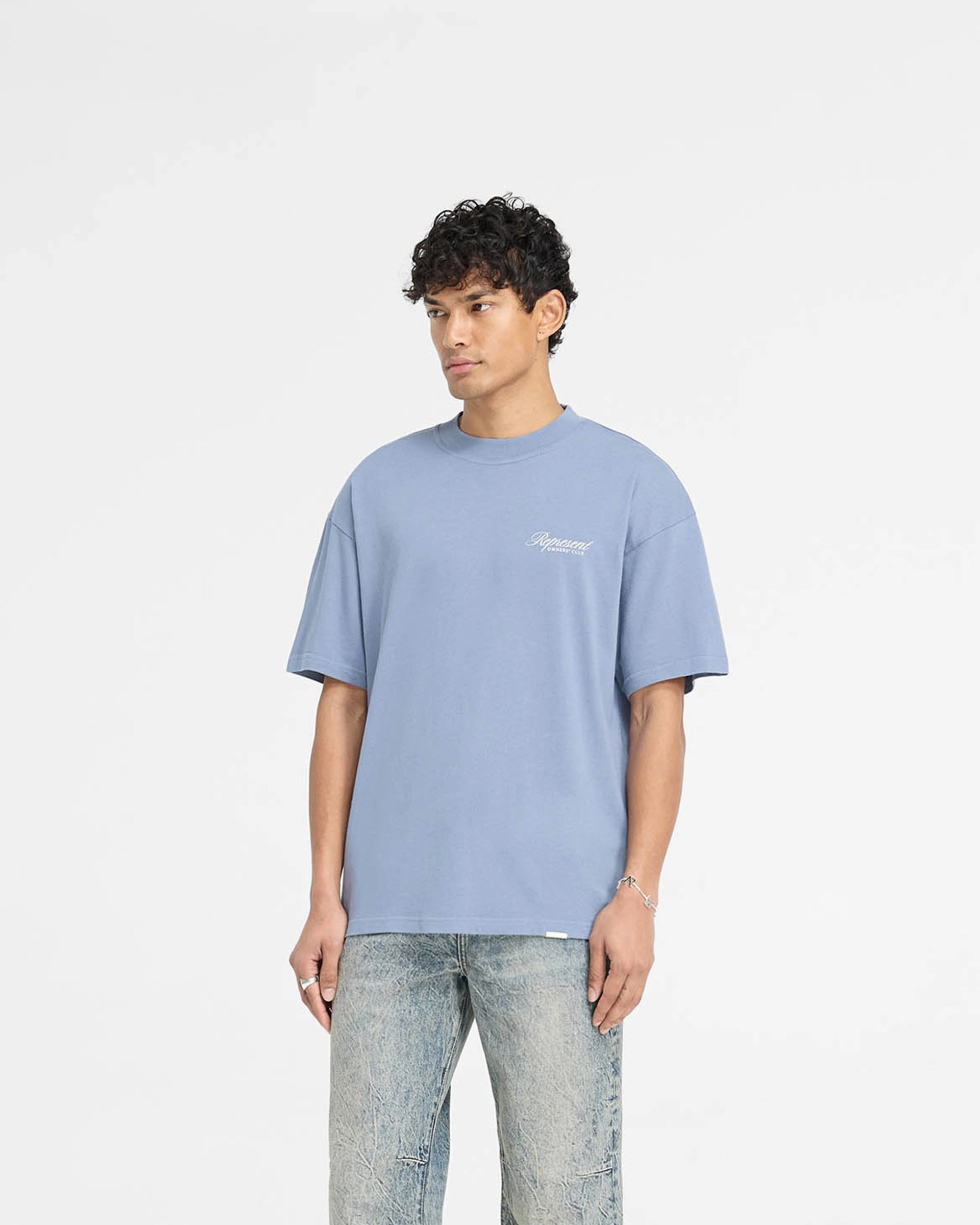 Casual Chic Represent Owners Club Script T-Shirt - Dusty Blue