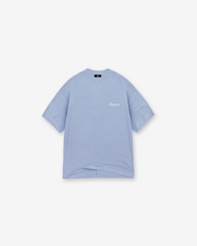 Represent Owners Club Script T-Shirt - Dusty Blue Ultra Soft Texture