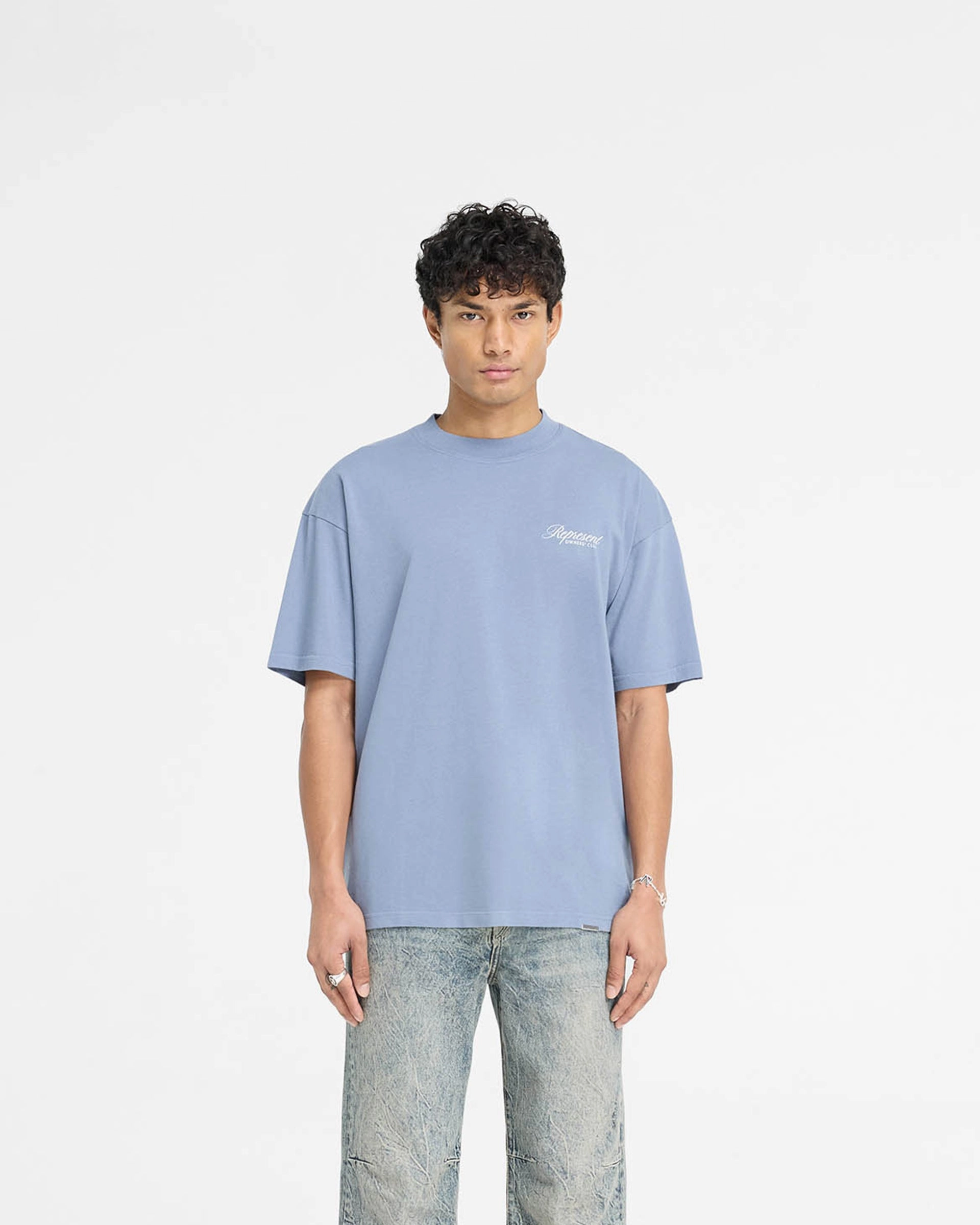 Represent Owners Club Script T-Shirt - Dusty Blue Outdoor Leisure Customizable