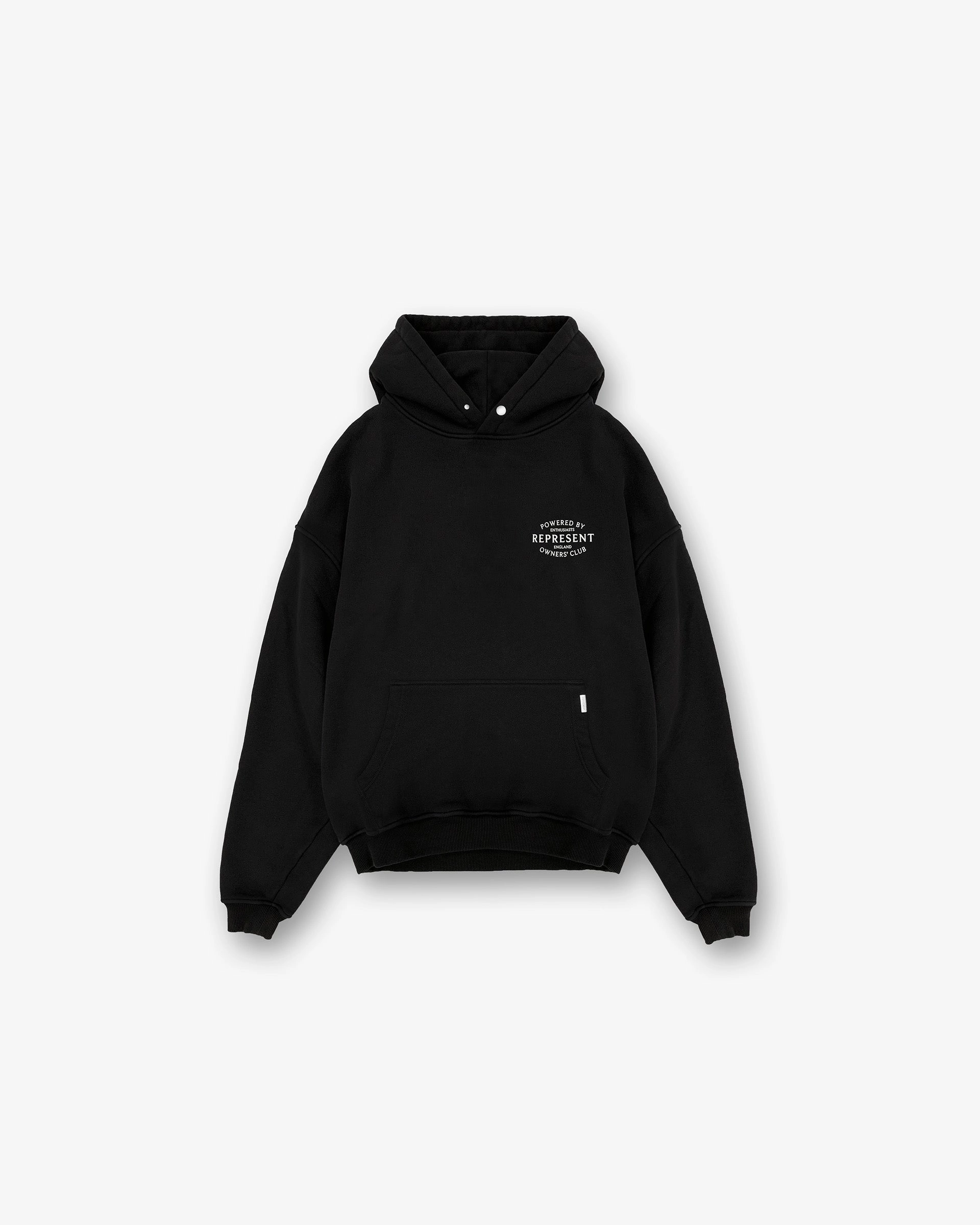 Minimalist Stitching Casual Design Represent Owners Club Stamp Hoodie - Jet Black