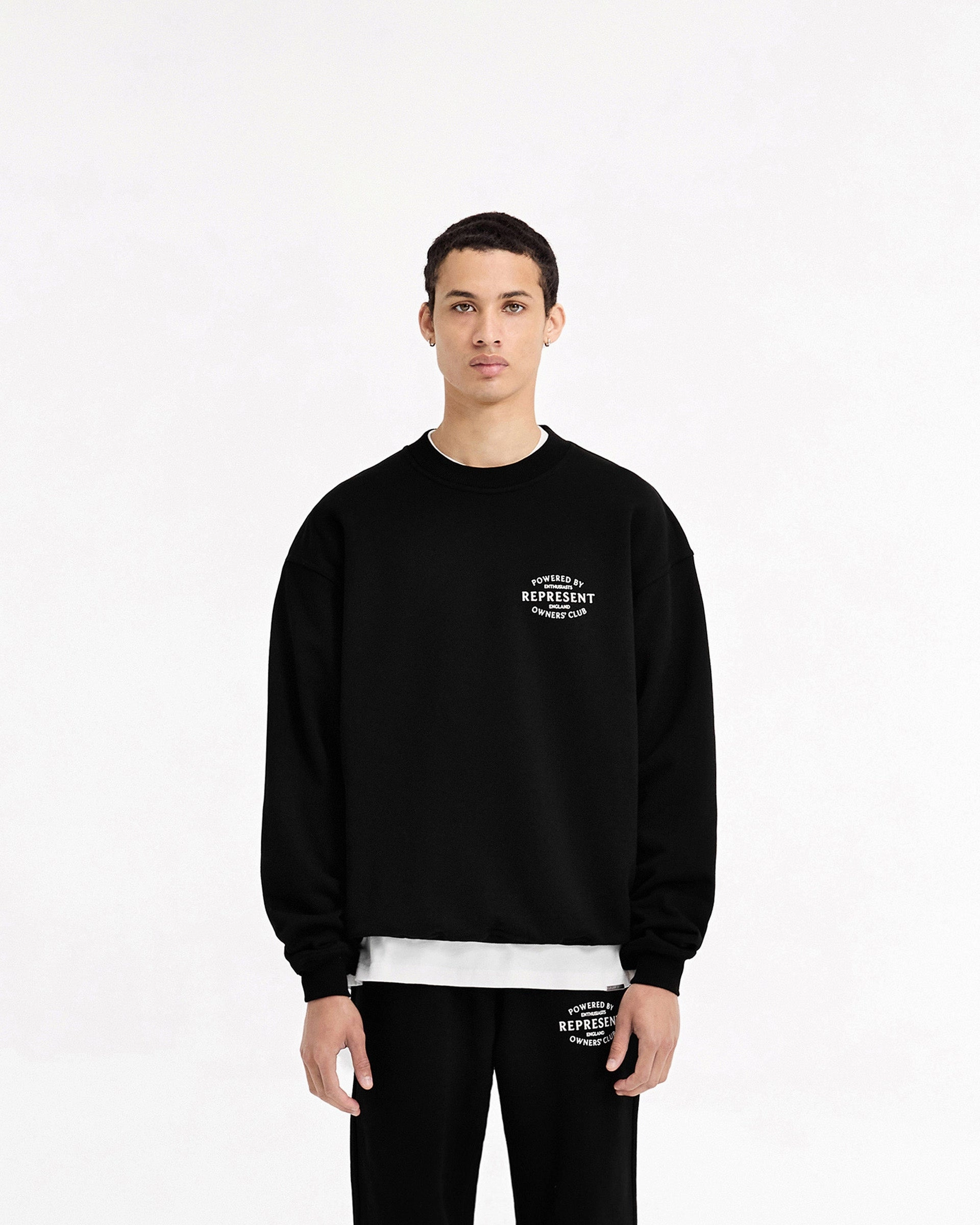 Represent Owners Club Stamp Sweater - Jet Black Reinforced Hem