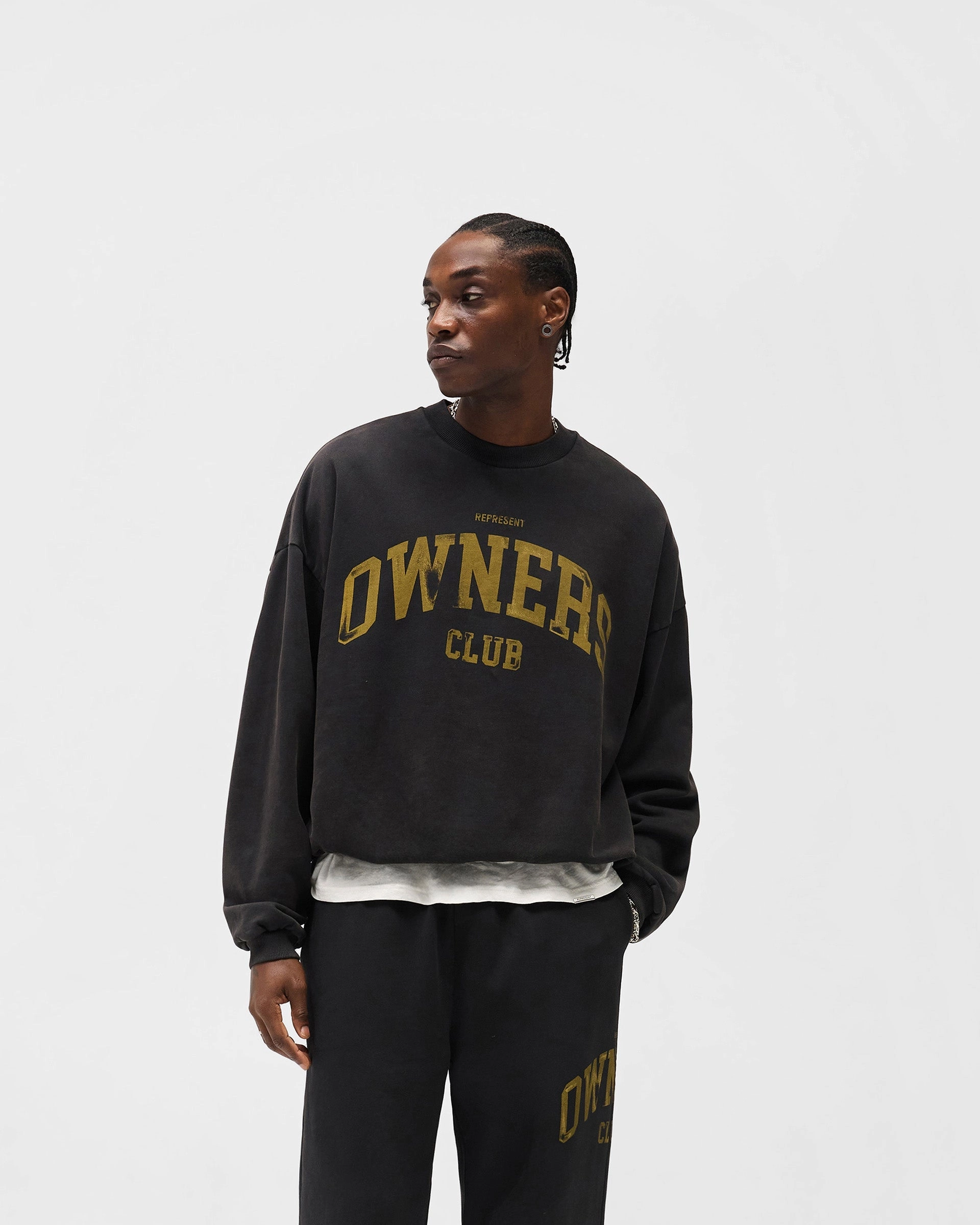 No Season Multi Panel Represent Owners Club Sweater - Faded Black