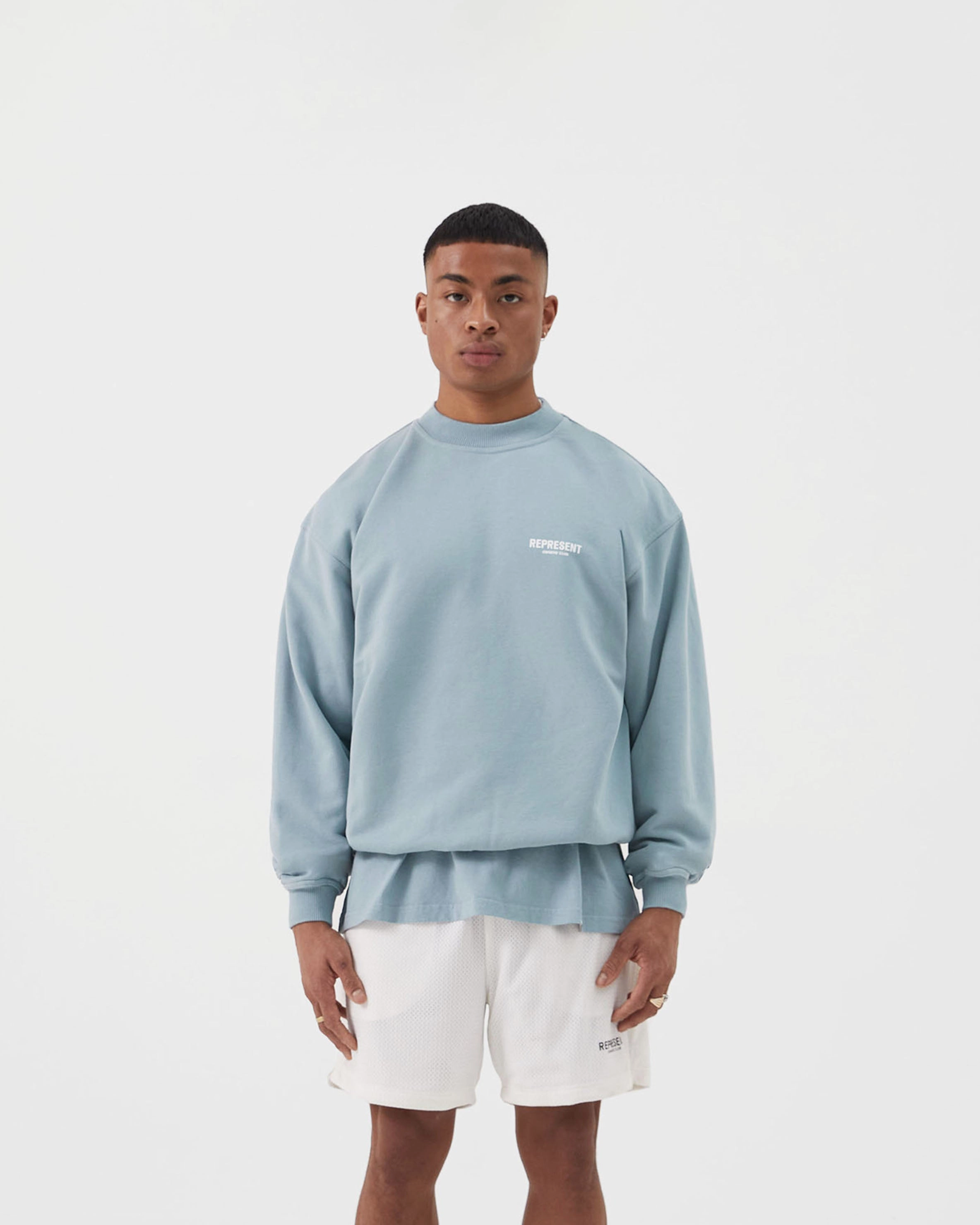 Represent Owners Club Sweater - Powder Blue muted tone