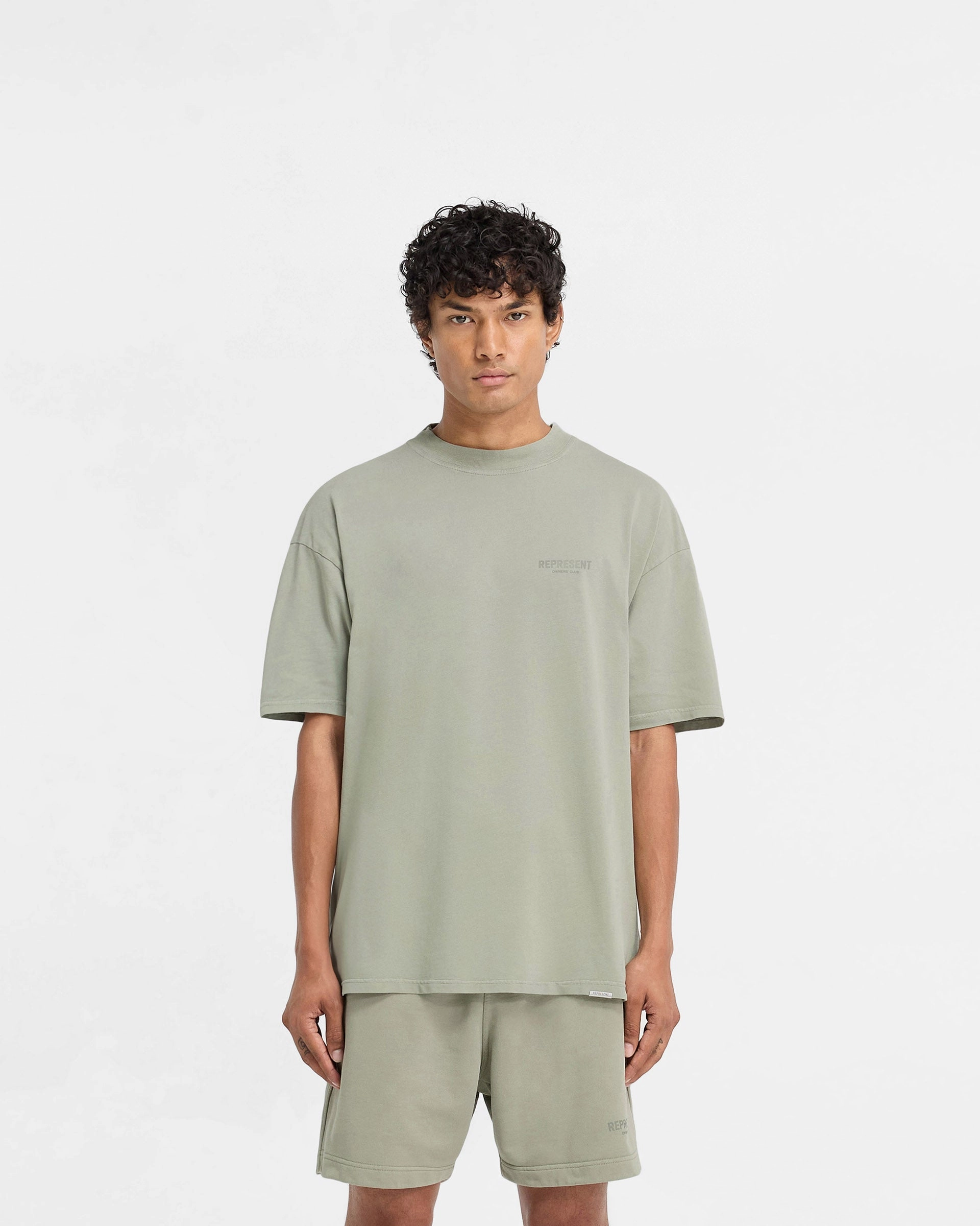 Represent Owners Club T-Shirt - Pastel Green Layered Hem Design Chic Design