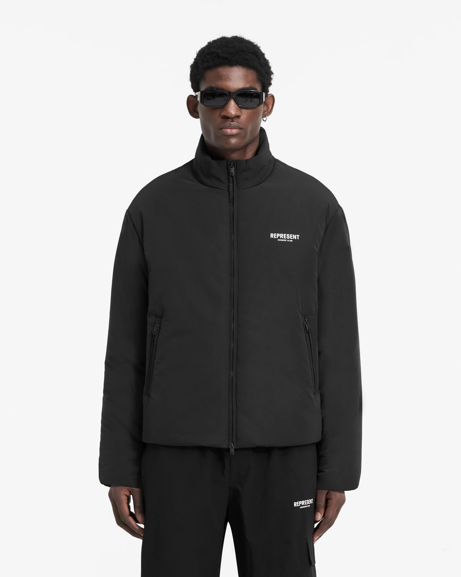 Represent Owners Club Wadded Jacket - Black color block ReflectiveDetails