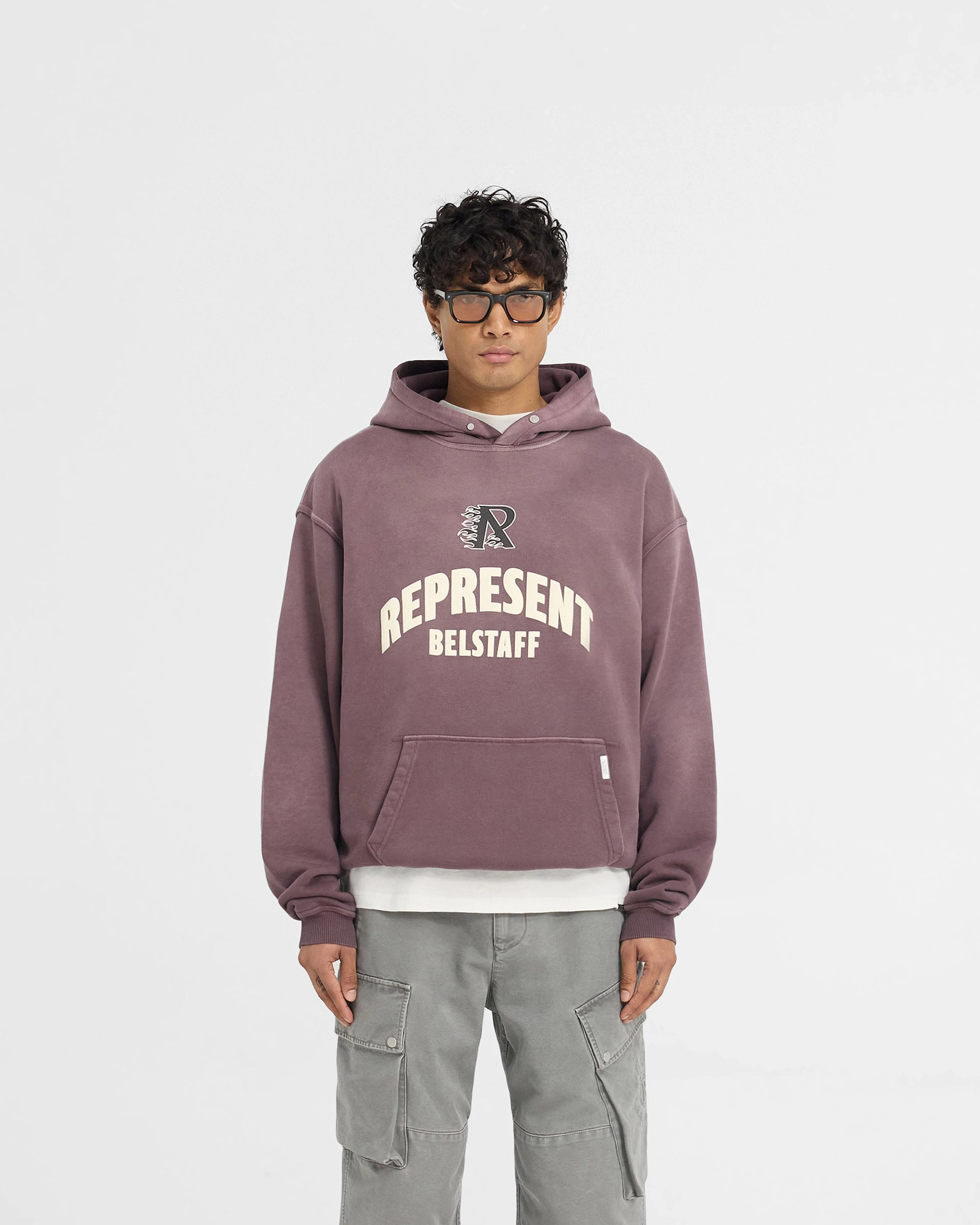 Minimal Layers College Essential Represent X Belstaff Flame Phoenix Hoodie - Plum