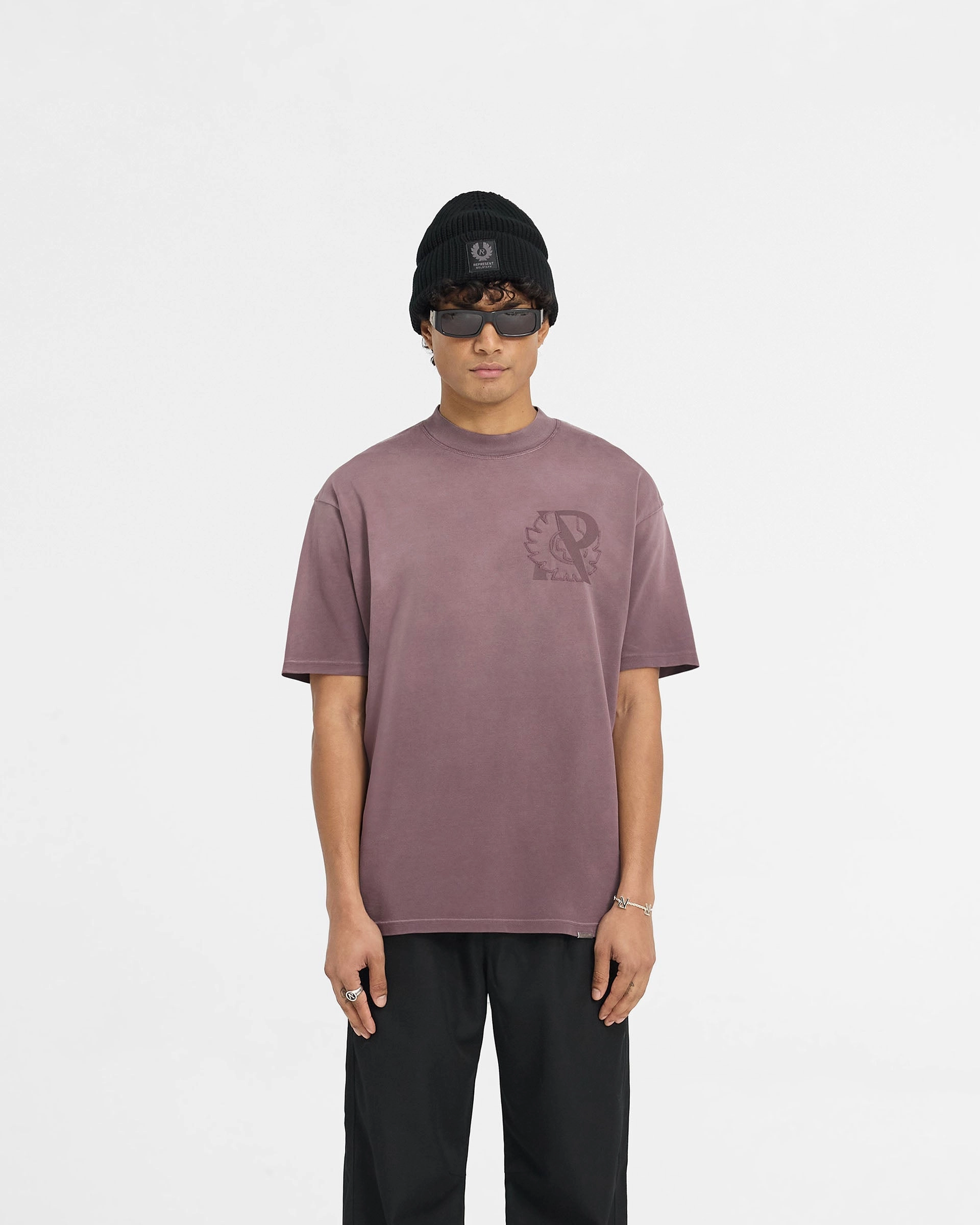 Trendy Vibes Wear LayeredSleeveConstruction Represent X Belstaff Outline Phoenix T-Shirt - Plum