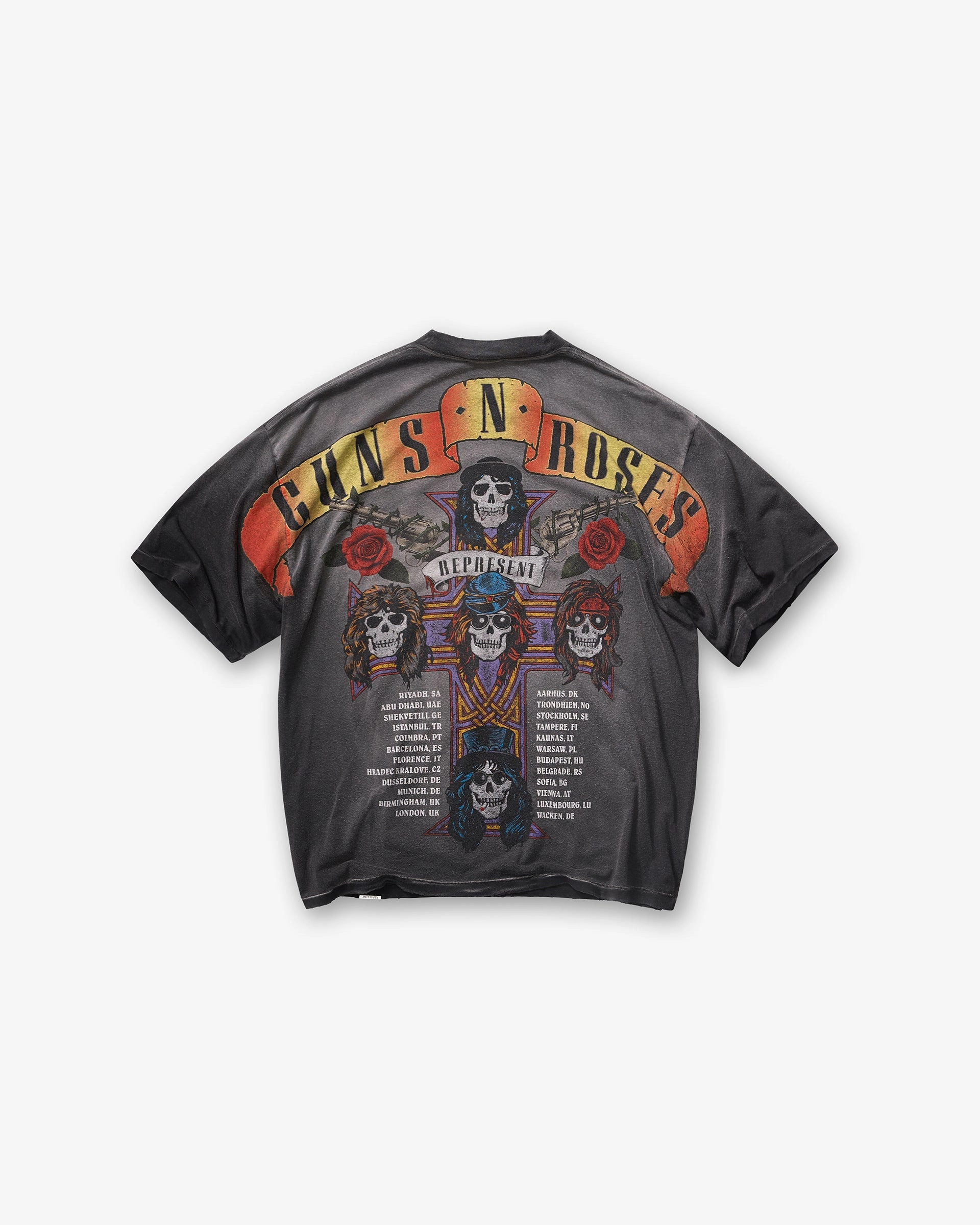 Recycled Polyester Thread Represent X Guns N' Roses Tour T-Shirt - Stained Black