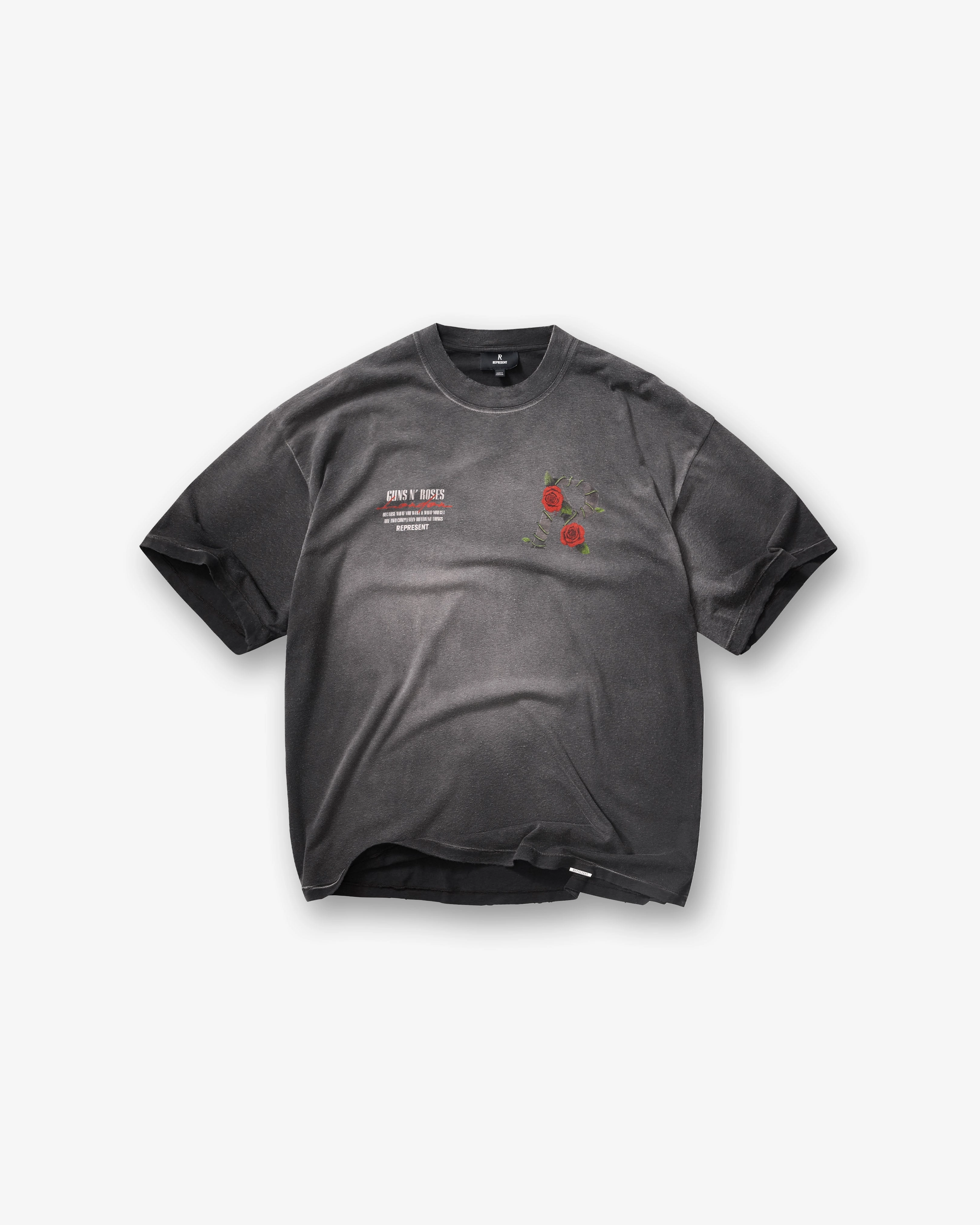 NoSideSeams Represent X Guns N' Roses Tour T-Shirt - Stained Black