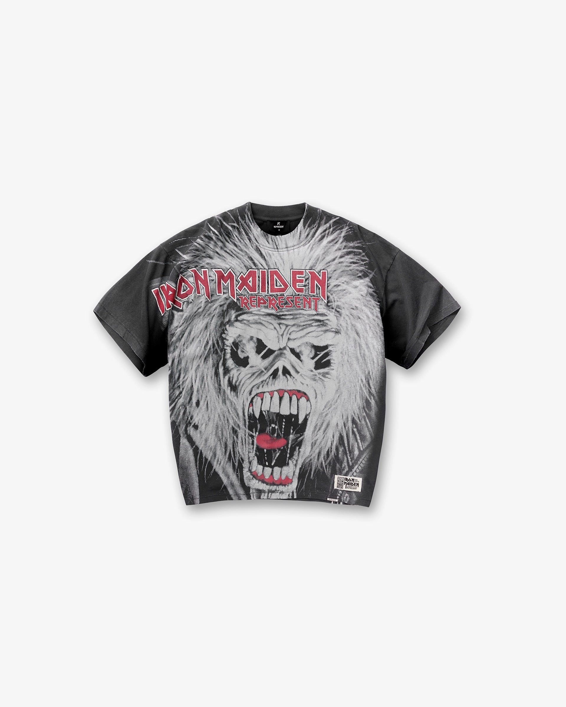 Represent X Iron Maiden British Metal T-Shirt - Stained Brown High Density Fabric