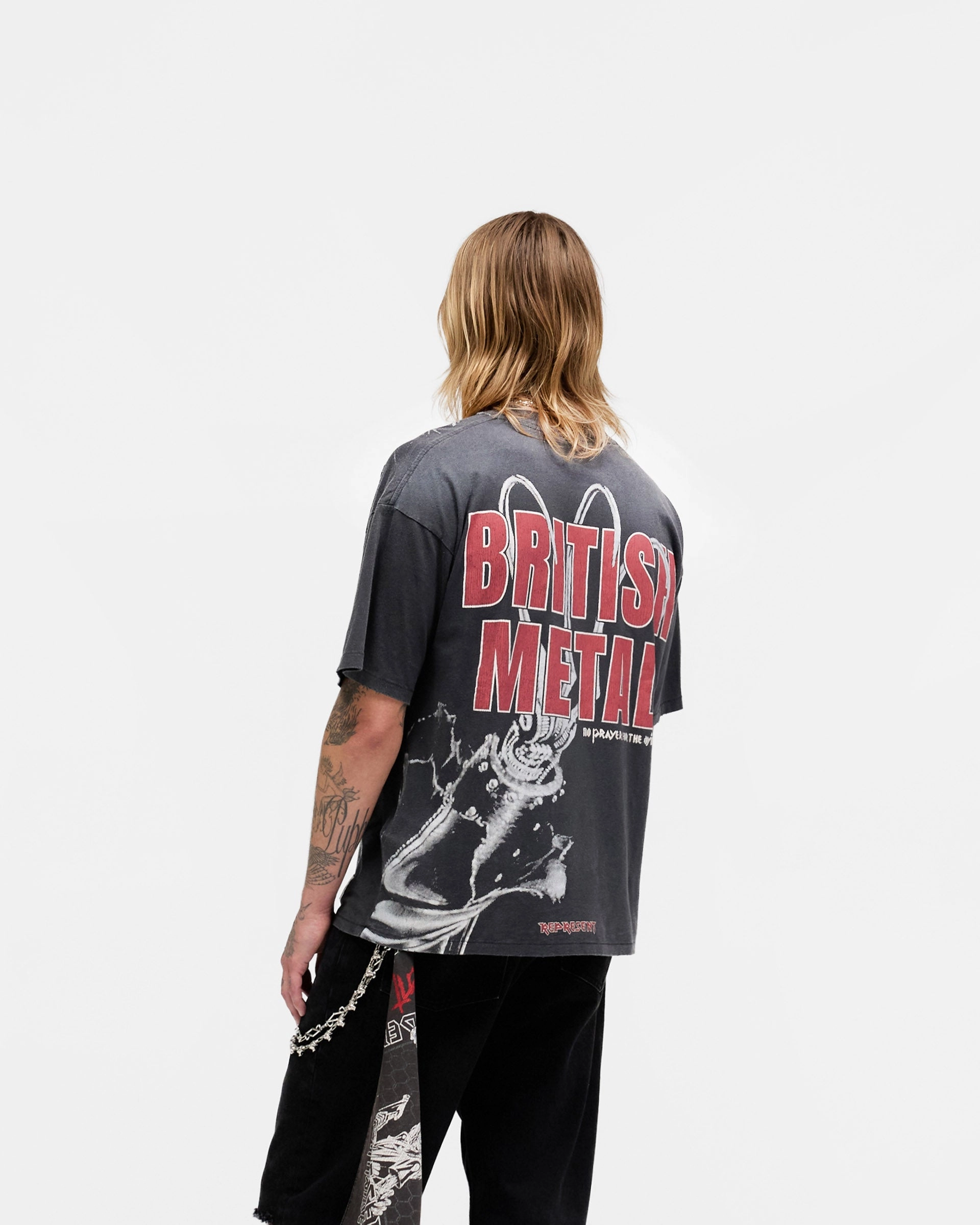 Represent X Iron Maiden British Metal T-Shirt - Stained Brown Durable Ribbed Hem