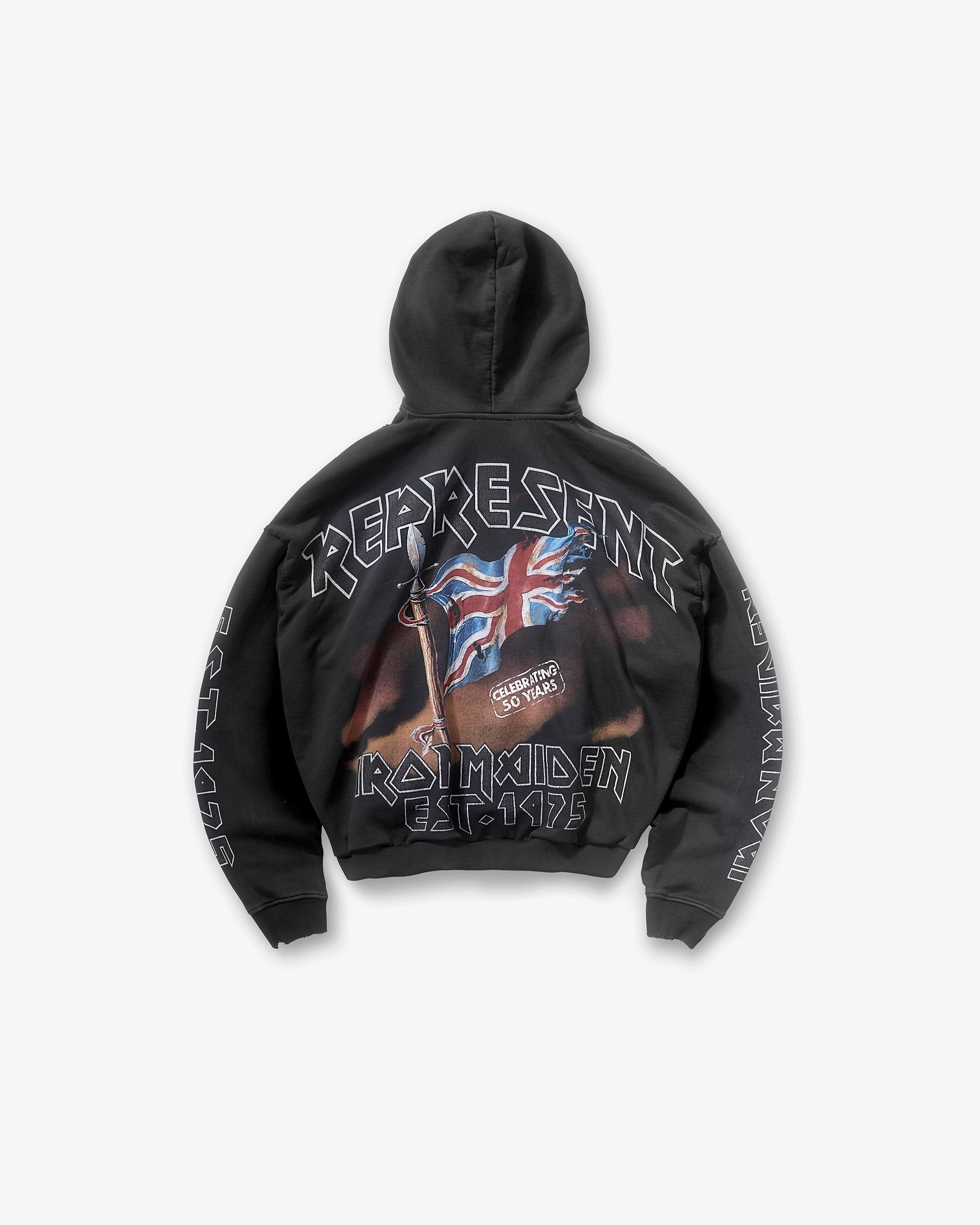 Represent X Iron Maiden Steed Hoodie - Stained Black Cozy Vibes