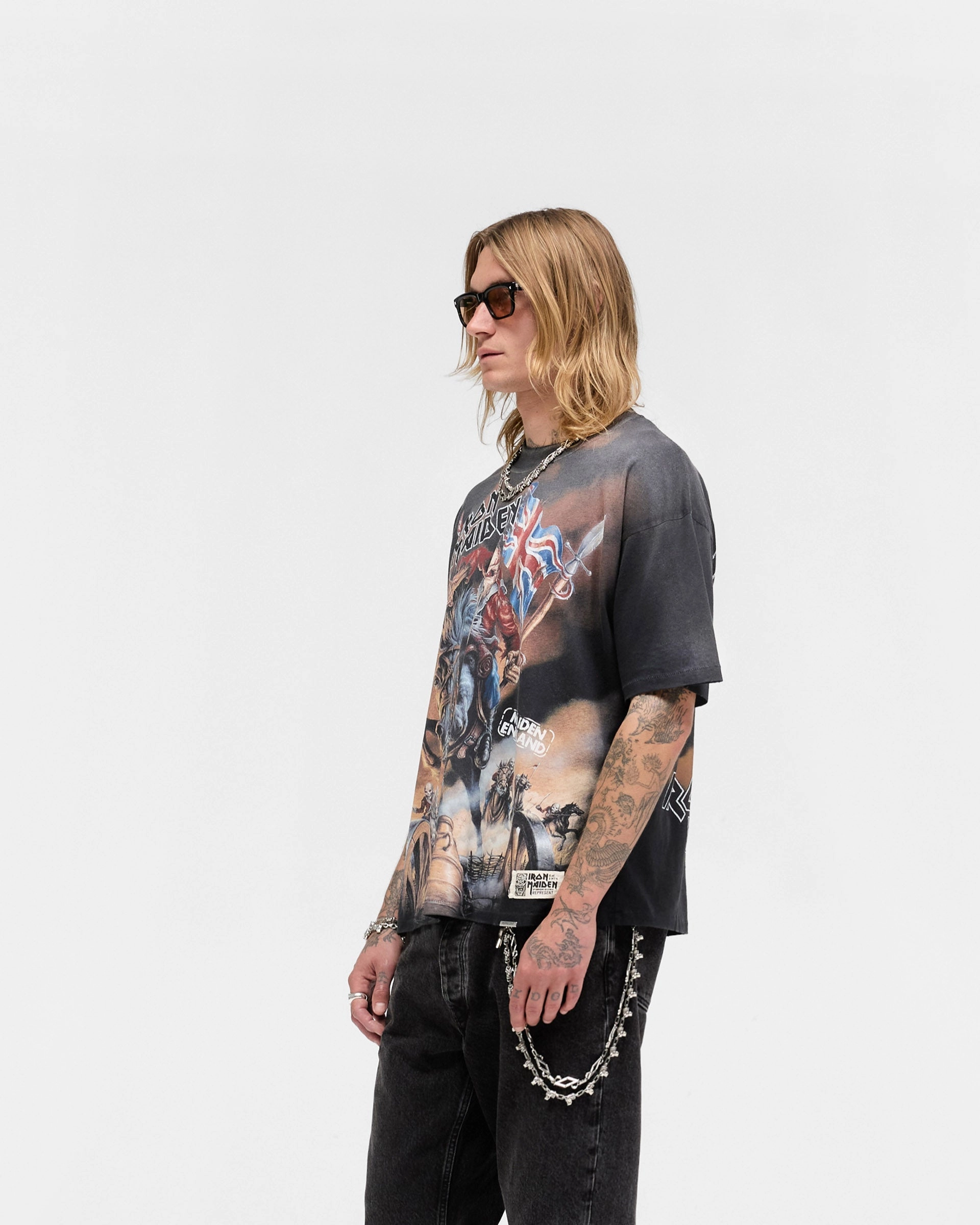 Represent X Iron Maiden Steed T-Shirt - Stained Black Stretch Wear coordinate with other items