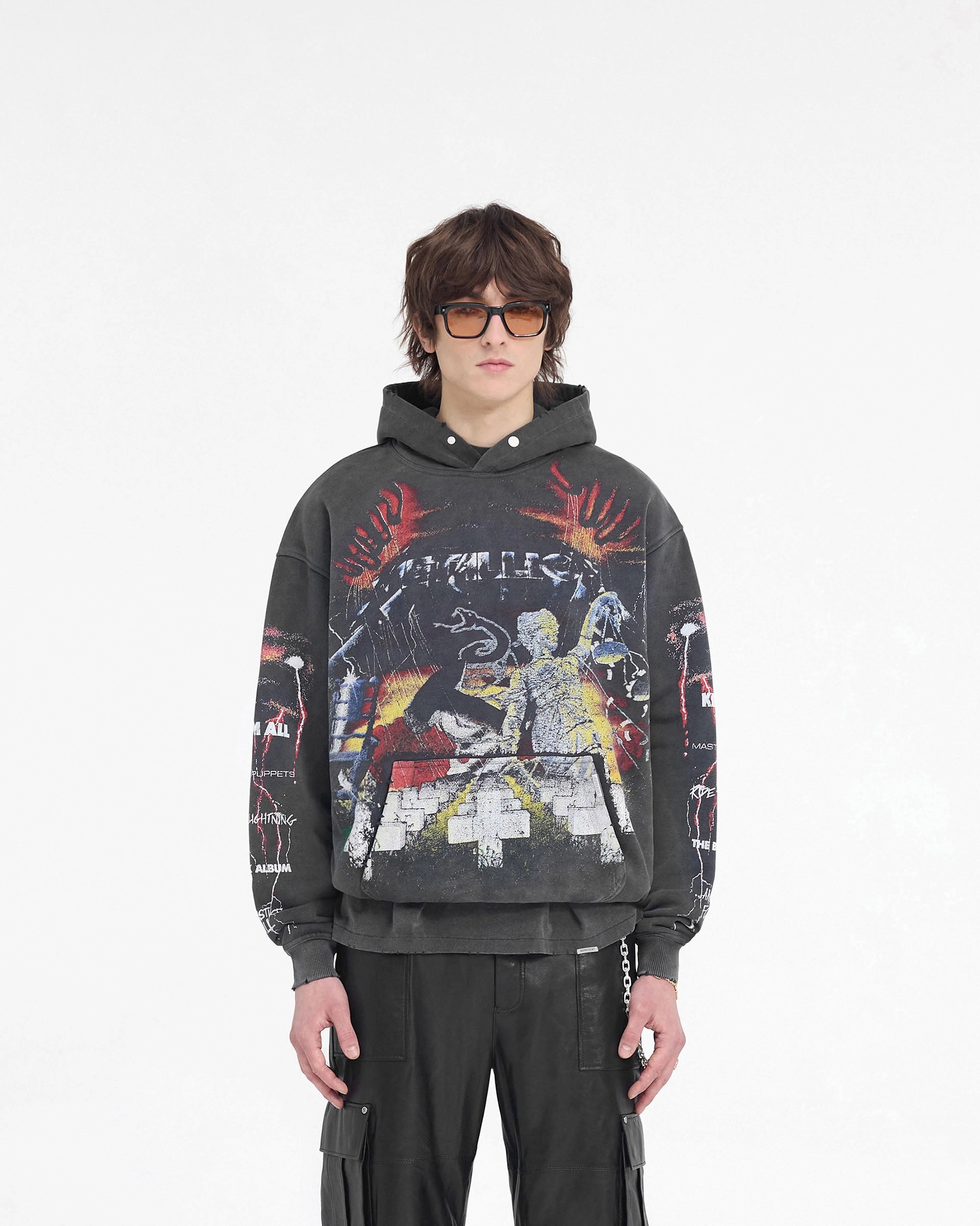 Represent X Metallica Master Of Puppets Hoodie - Vintage Grey Stretchable Waist