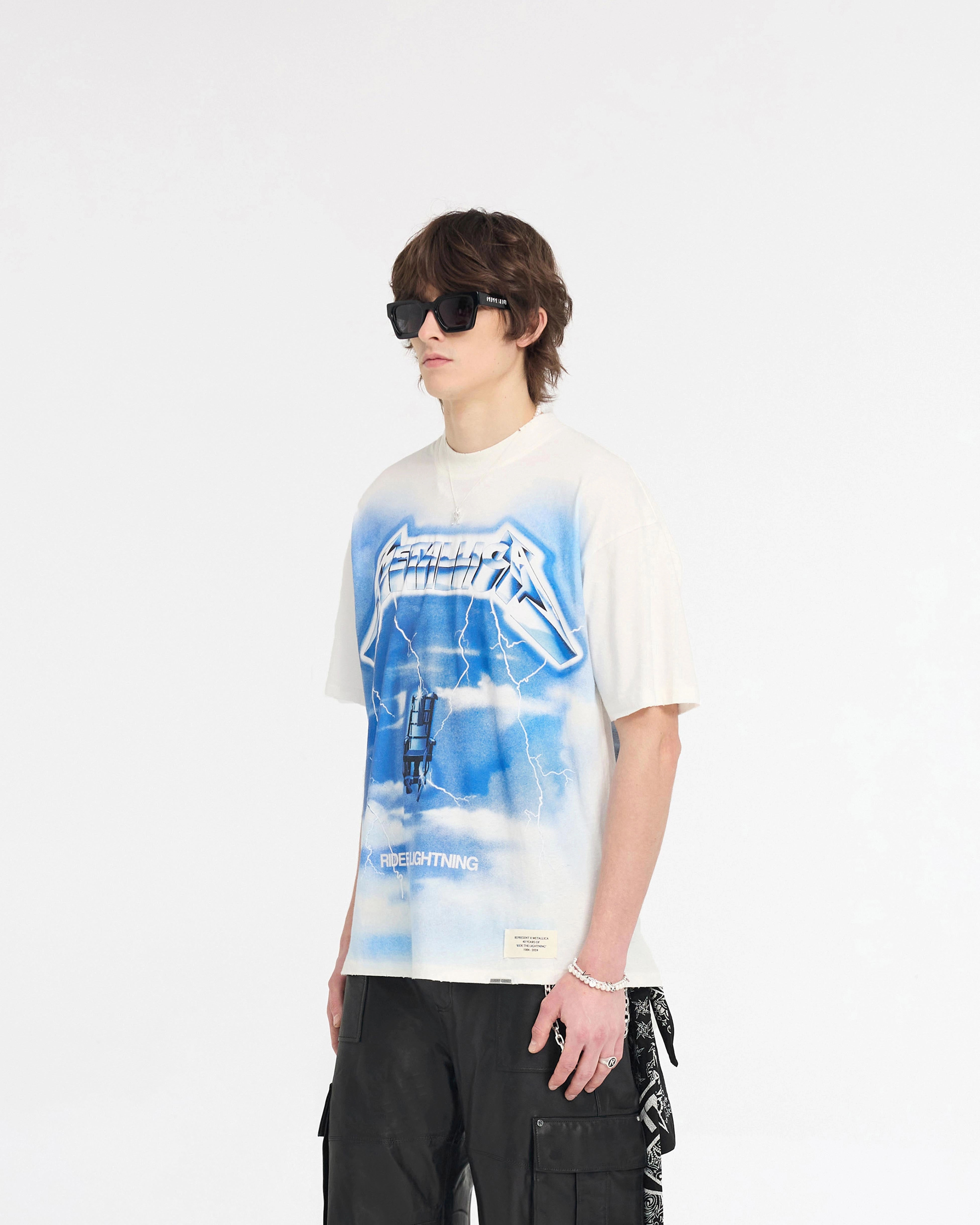 Timeless and Chic Roomy Comfort Represent X Metallica Ride The Lightning T-Shirt - Flat White