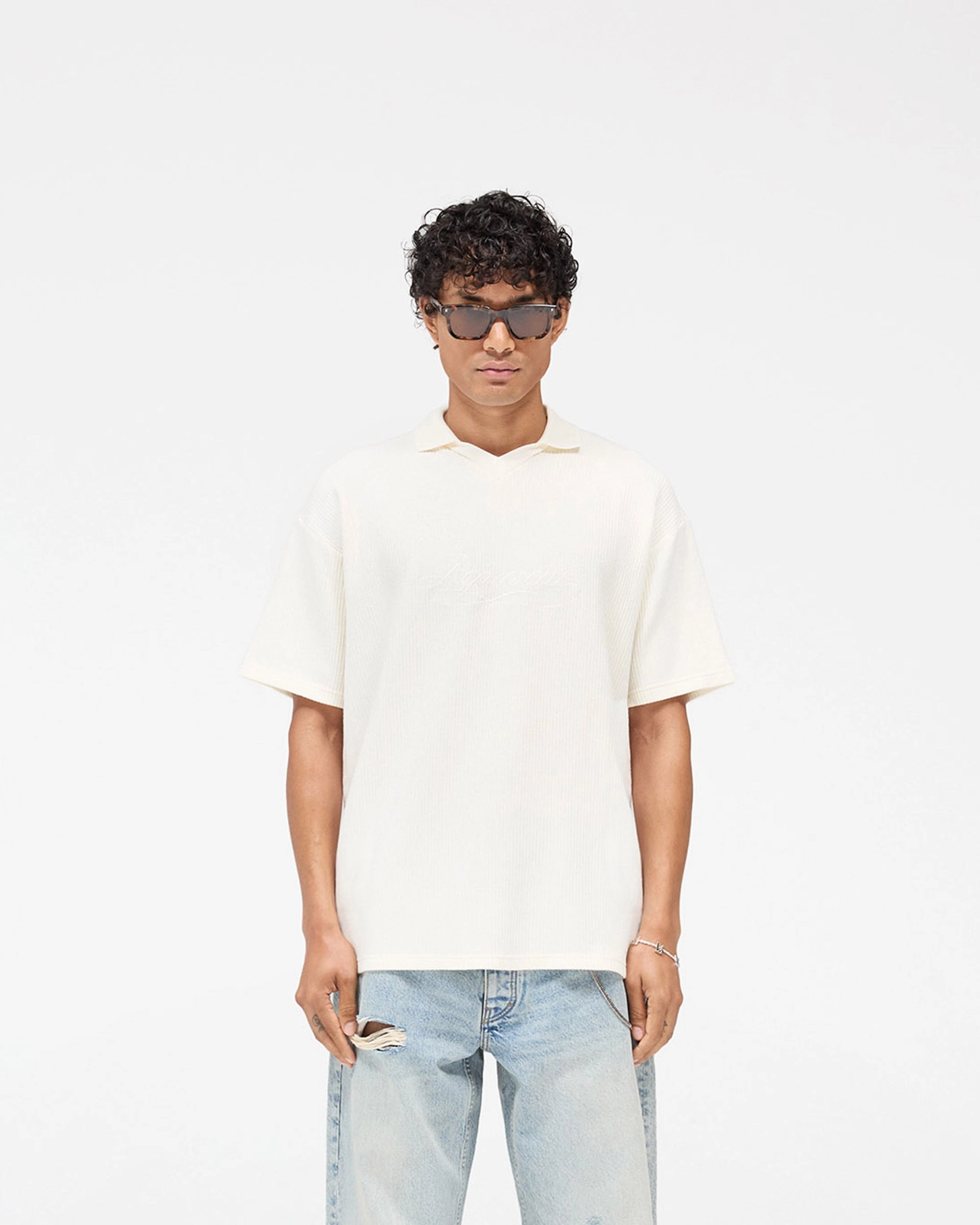 Long Lasting Color Ribbed Polo - Aged White