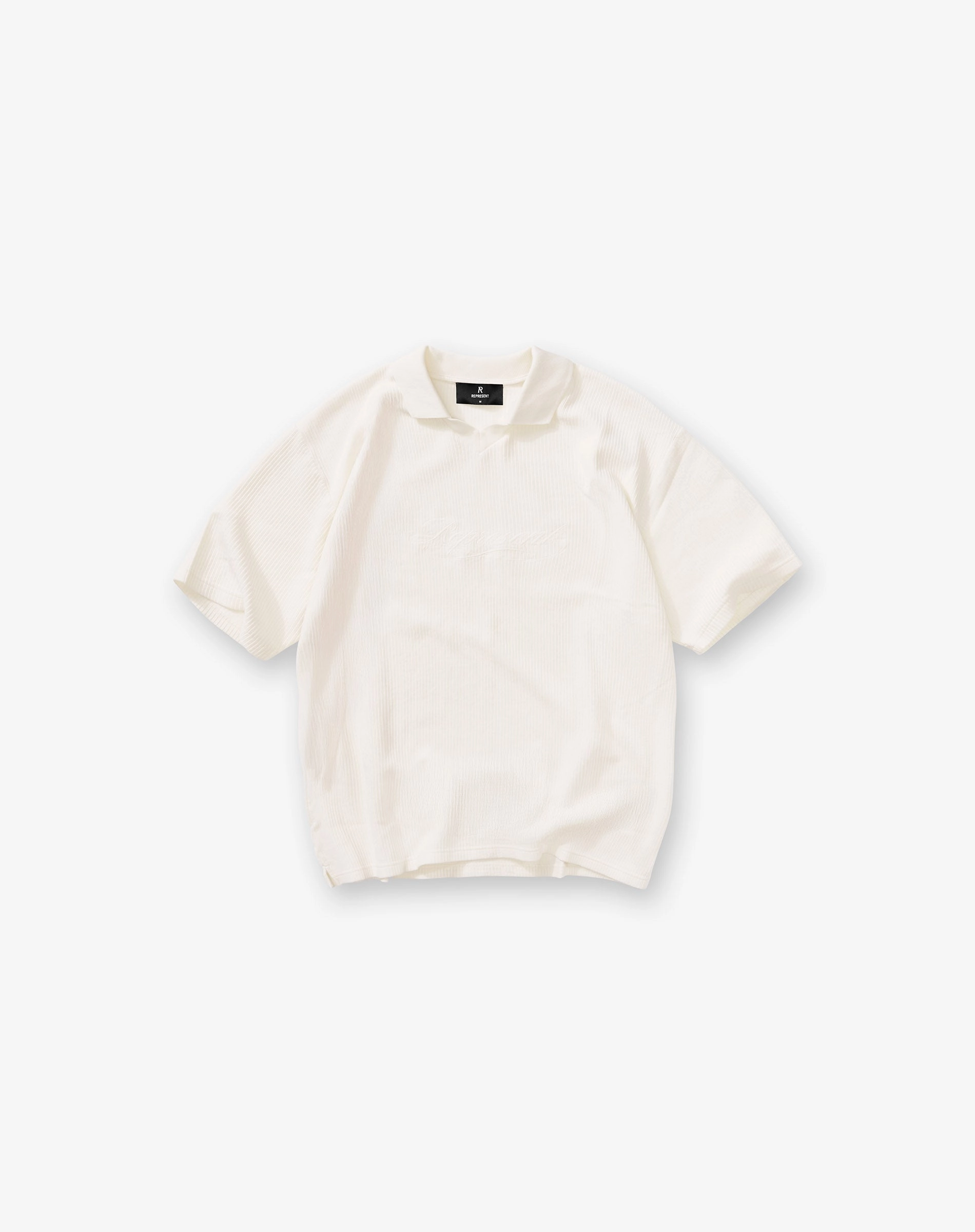 crew neck Ribbed Polo - Aged White
