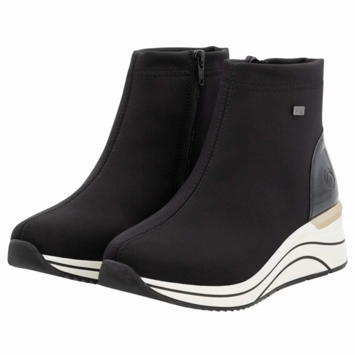 Rieker Women's D0T73-03 Black Stretch Waterproof High Rebound Outsole