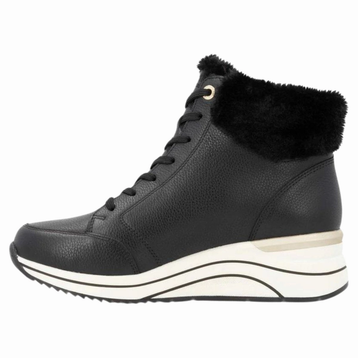 Impact Resistant Heel Mud Resistant Night Travel Rieker Women's D0T77-02 Eleni Black Leather Waterproof