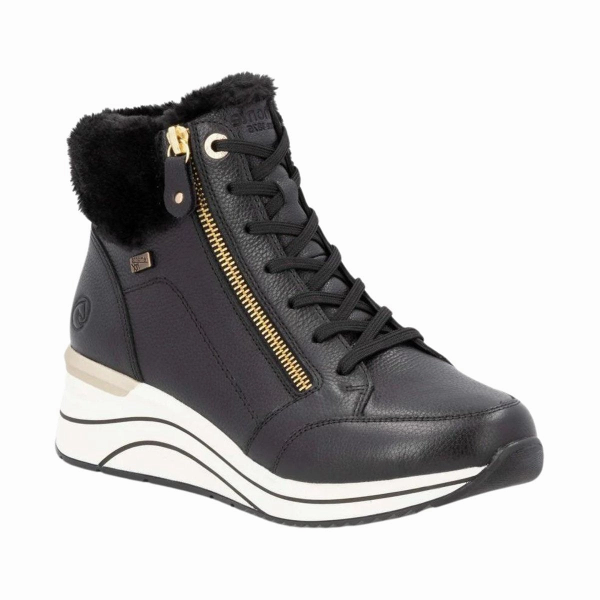 Rieker Women's D0T77-02 Eleni Black Leather Waterproof Thermal Lining Easy On Design