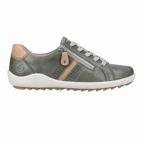 Rieker Women's R1432-52 Green/White Leather Low Top Profile