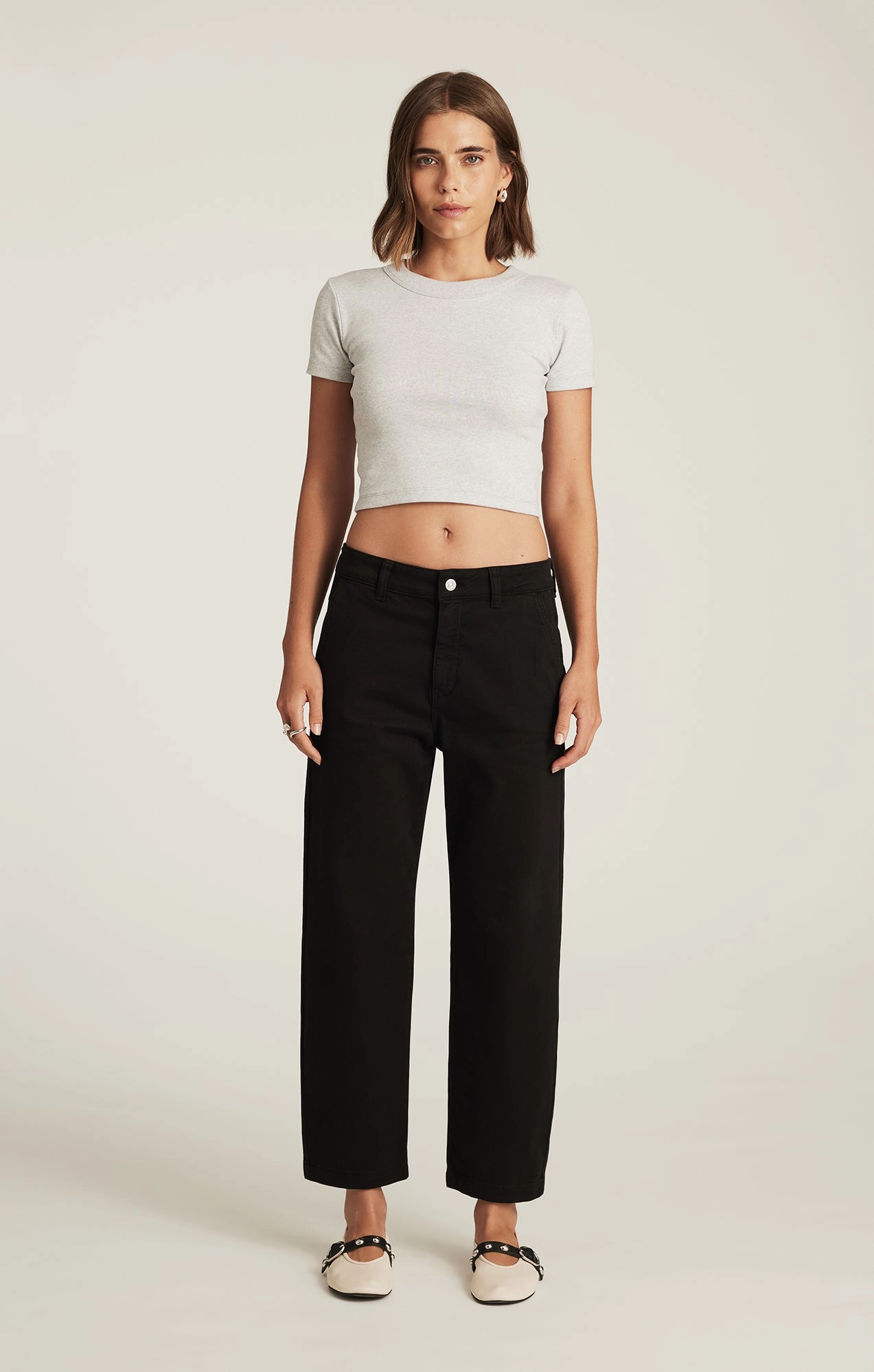 LAUREN STRAIGHT CHINO IN BLACK CASUAL TWILL ReinforcedHemline