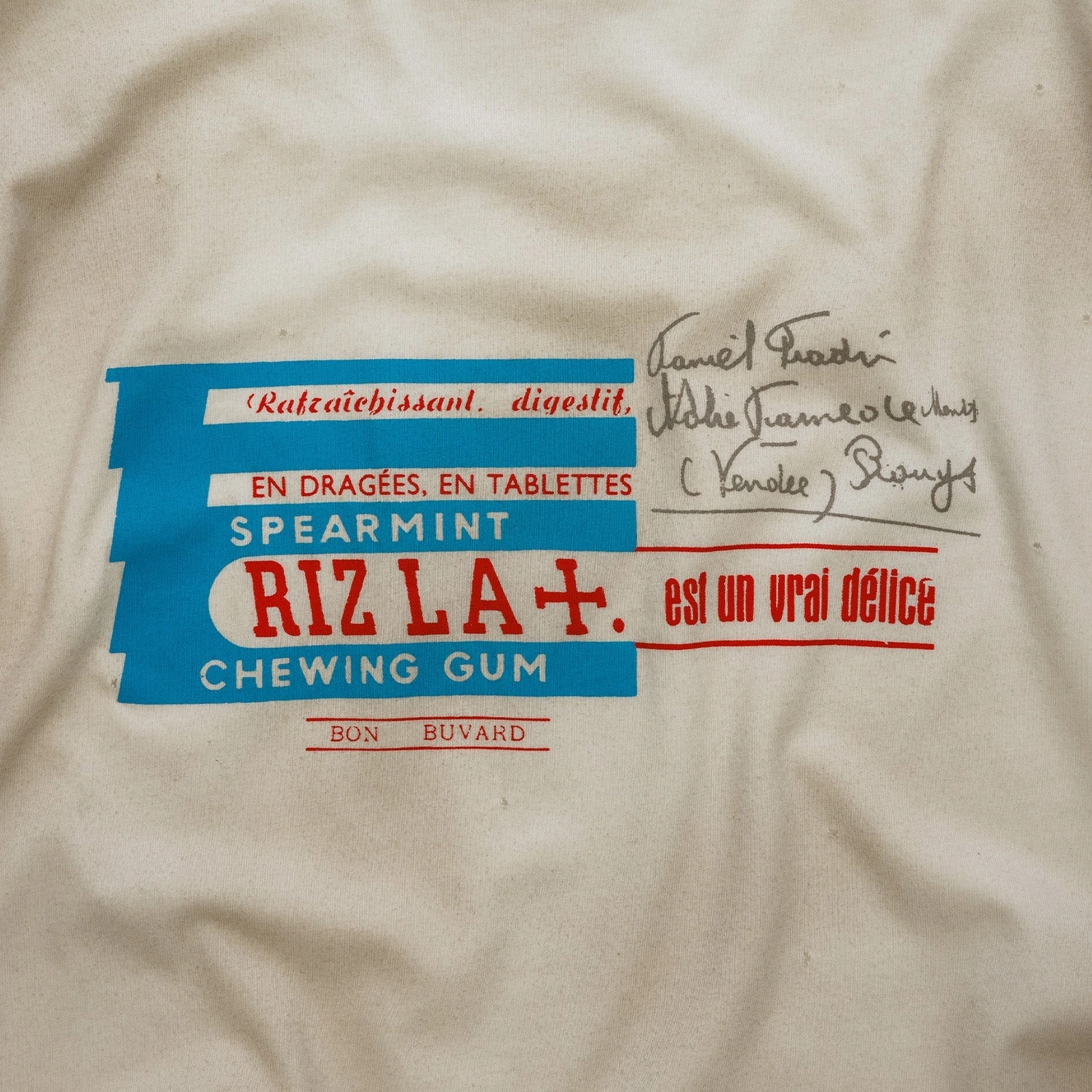 Rizla Gum Stained White T-Shirt Reinforced Shoulders WrinkleResistant