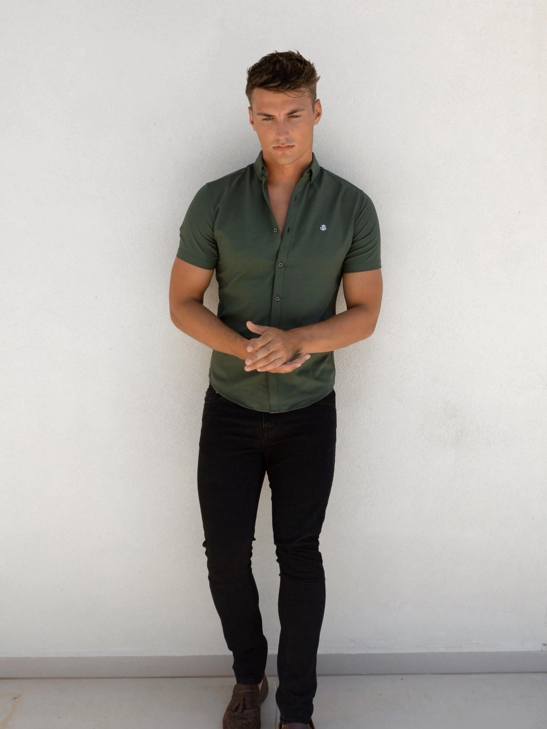Ultra Soft Interior Mix-And-Match Ronan Short Sleeve Shirt - Green