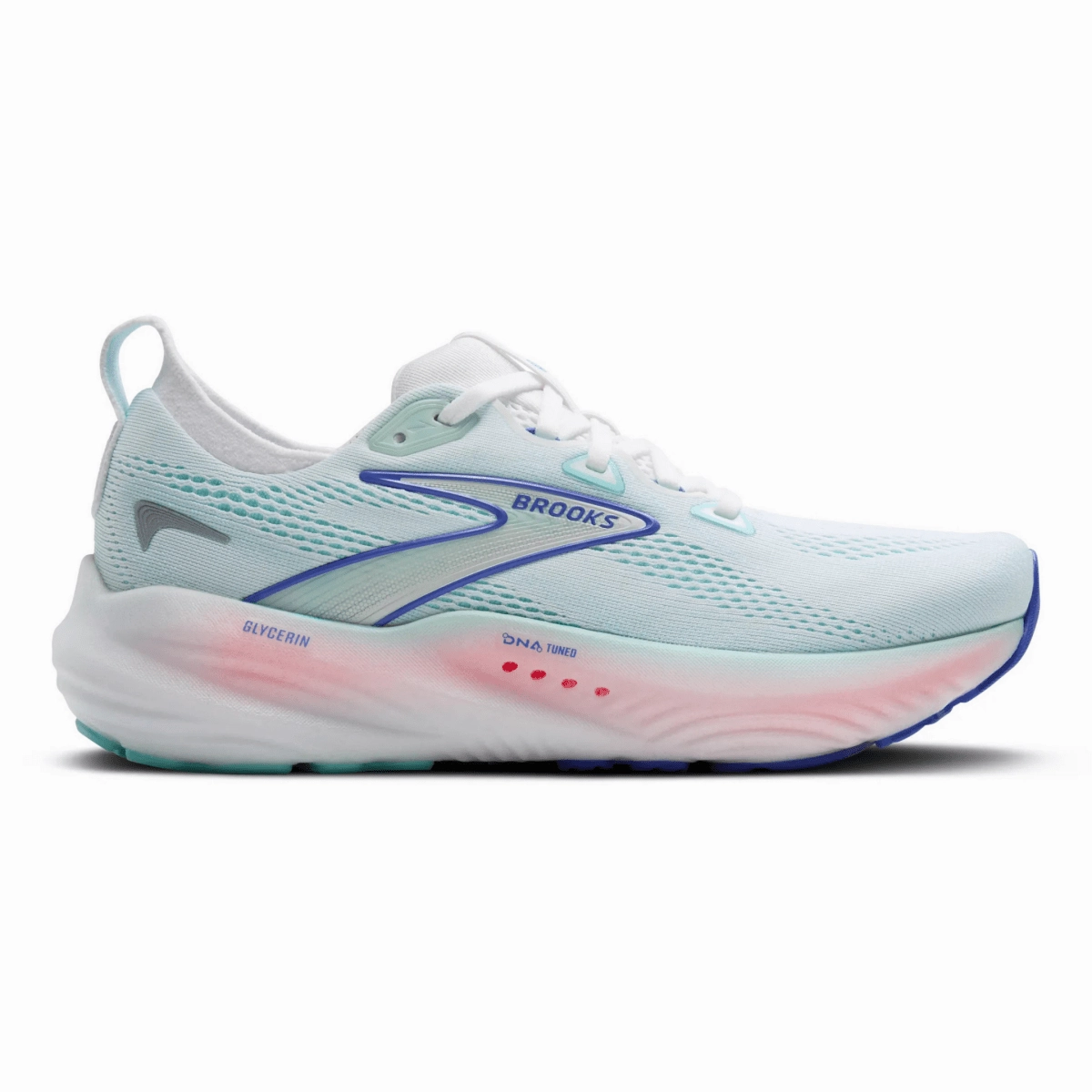 Brooks Women's Glycerine 22 White/Limpet Shell/Amparo Blue Low Top Style Anti Static Lining