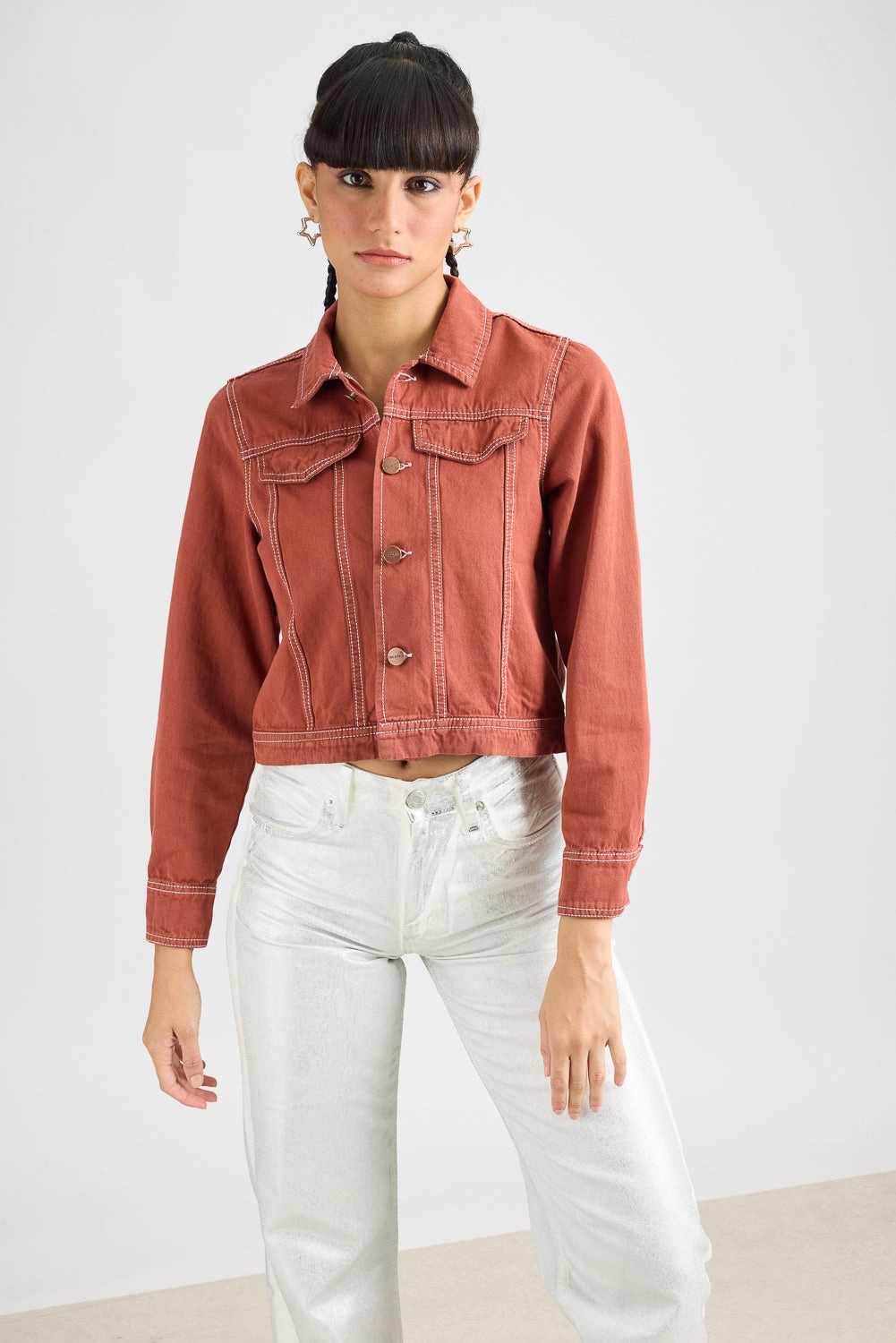 Crisp Air Piece All Season Fit Rustic Red Denim Jacket