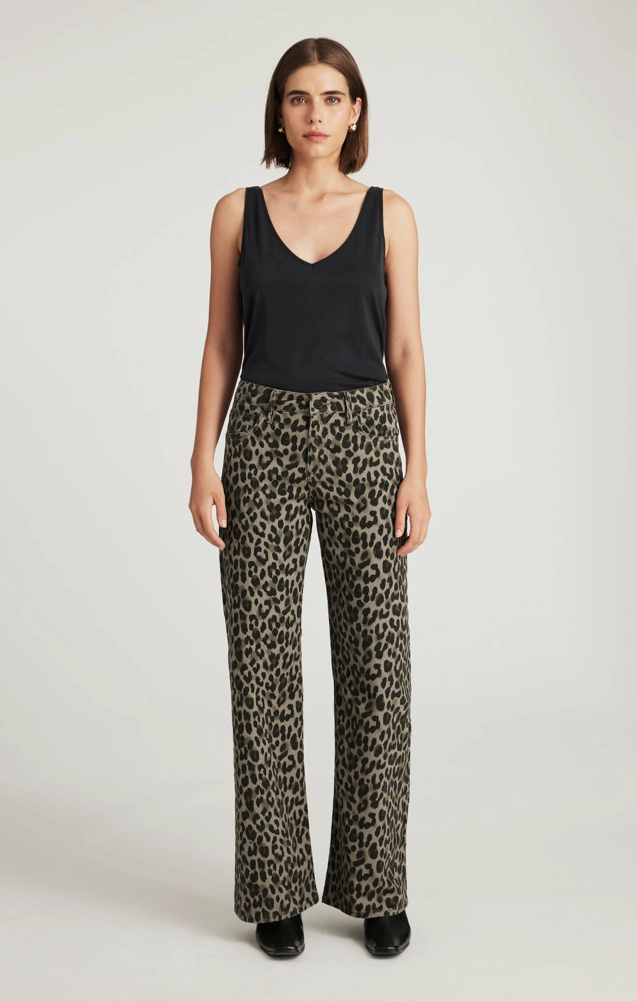 SABRINA WIDE LEG IN GREEN LEO DENIM Gym Ready Vibrant Bold Unisex Wear Classic Professional Wear