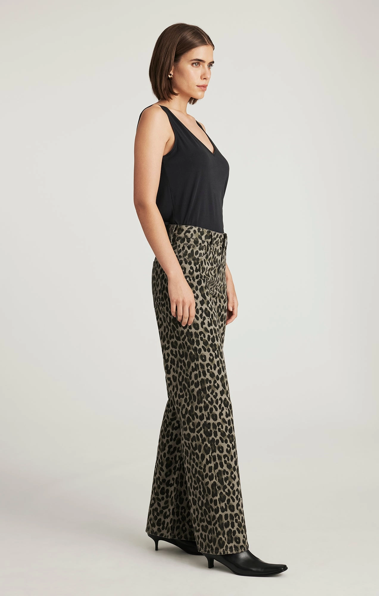 Resilient material SABRINA WIDE LEG IN GREEN LEO DENIM