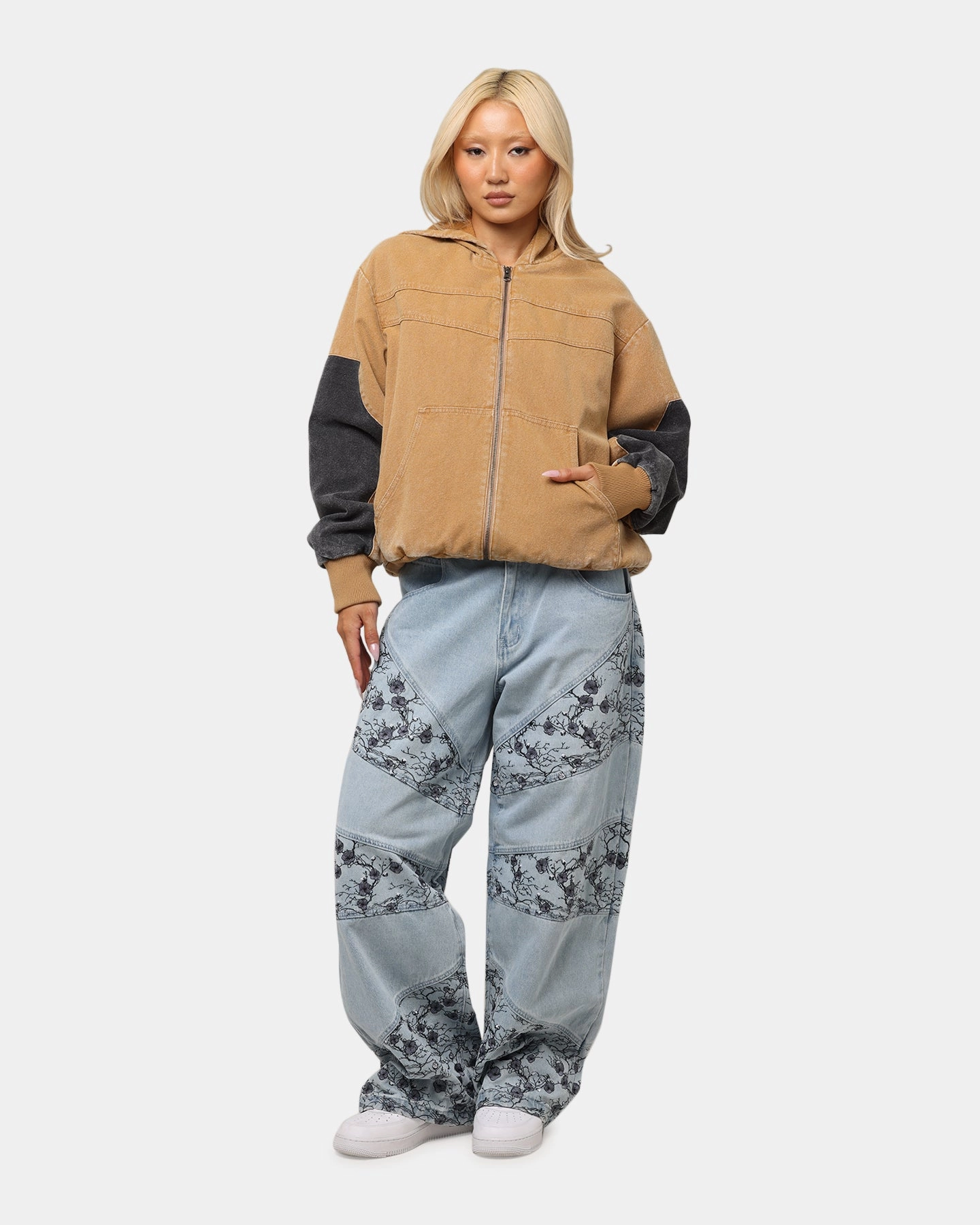 Saint Morta Hooded Workwear Jacket Tan/Black Rubberized Edging