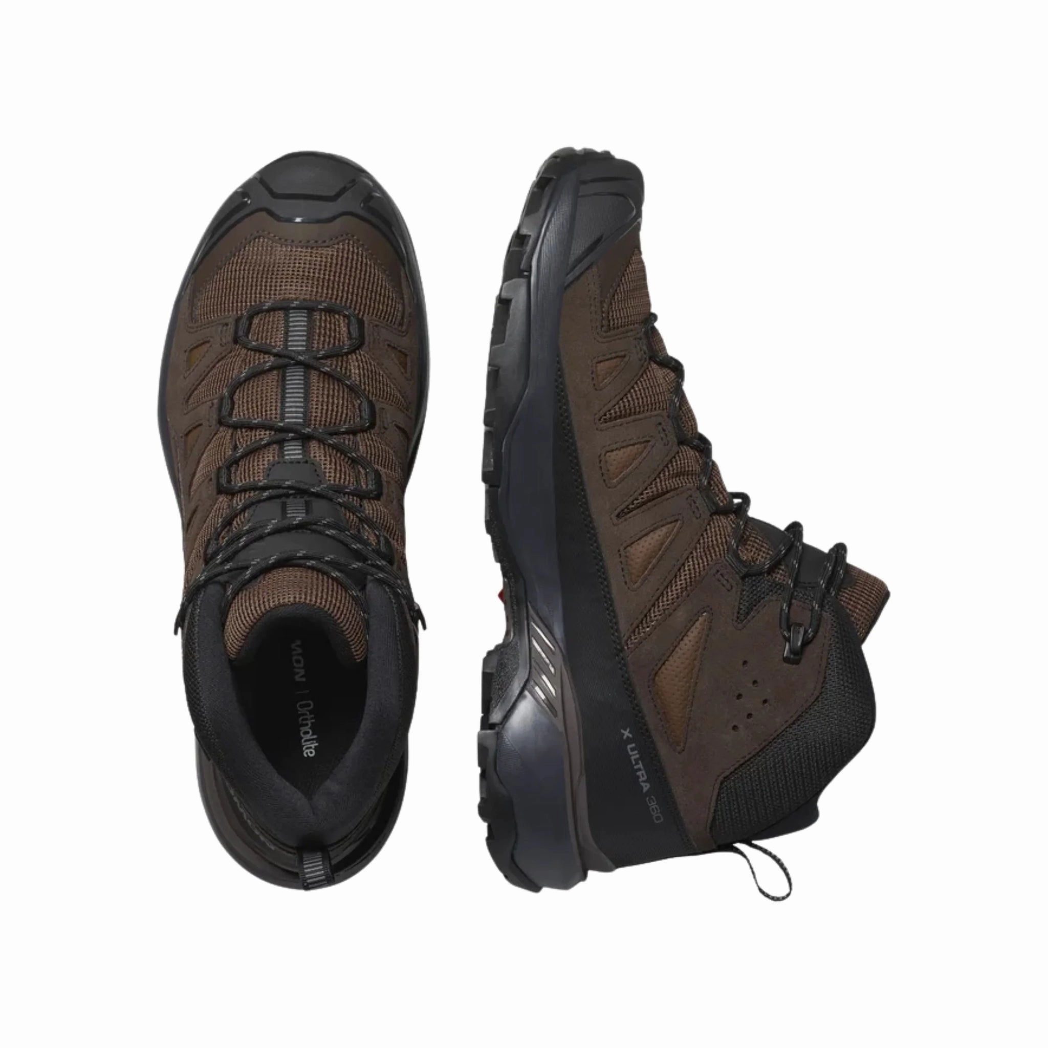 Secure fit Dry Interior Salomon Men's X Ultra 360 Leather Mid Gore Tex Hiking Boots - Dark Earth / Delicioso / Castlerock