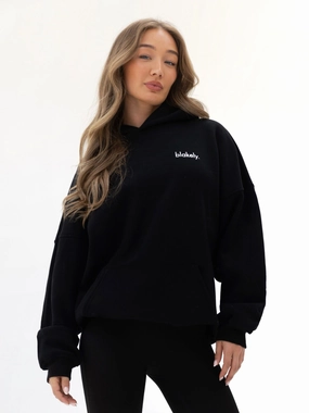 Two Way Zipper Seamless Fit Sami Oversized Hoodie - Black