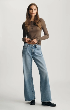 Smart Waistband SANDY WIDE LEG IN MID USED CLASSIC DENIM