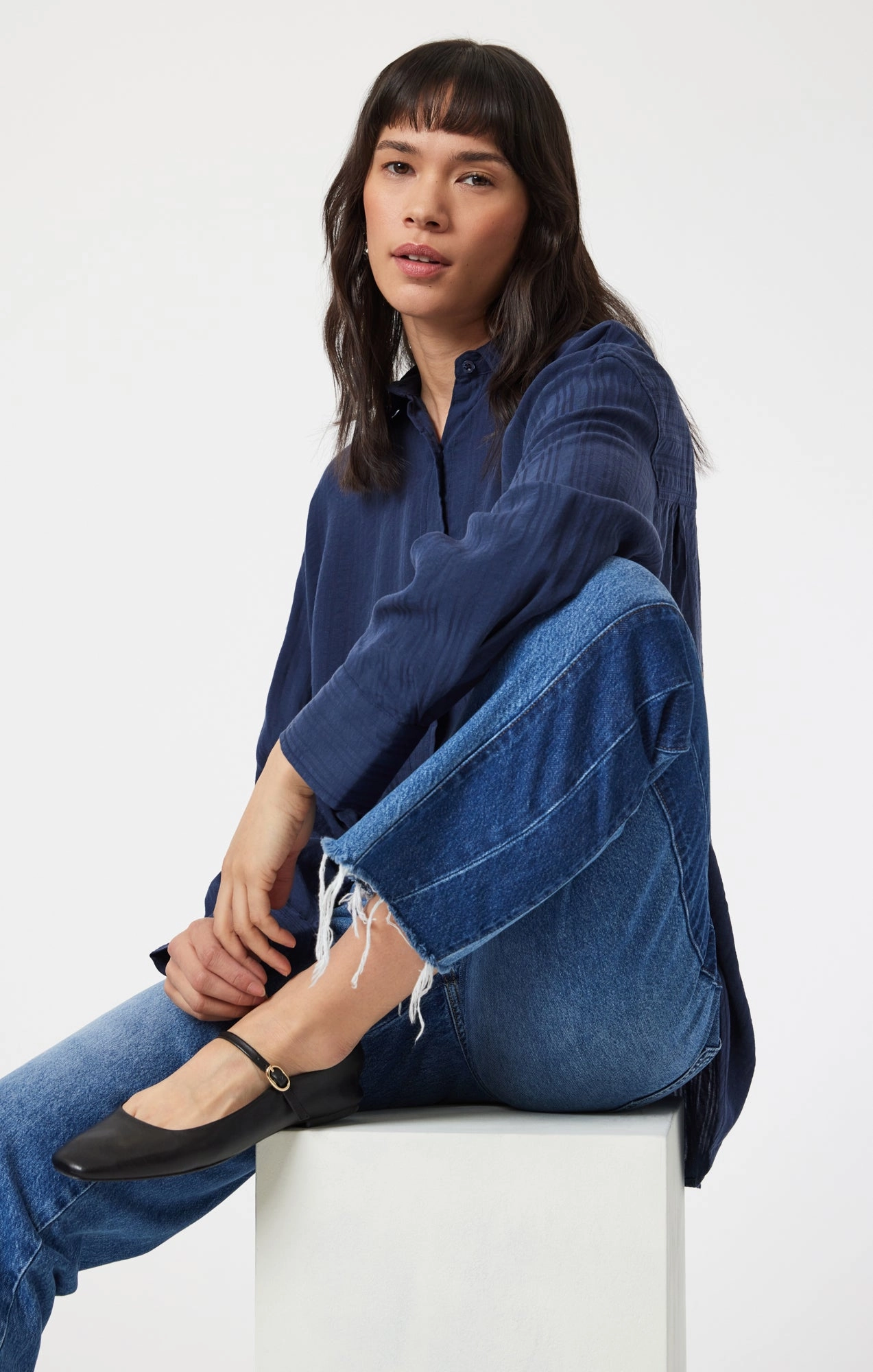 SAVANNAH STRAIGHT LEG IN MIX BLUE BLOCKING Comfortable Outfit Vibrant Bold Look Street Fashion