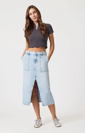 Street Basics Base Look SAVINA DENIM SKIRT IN BLEACHED WELL BLUE