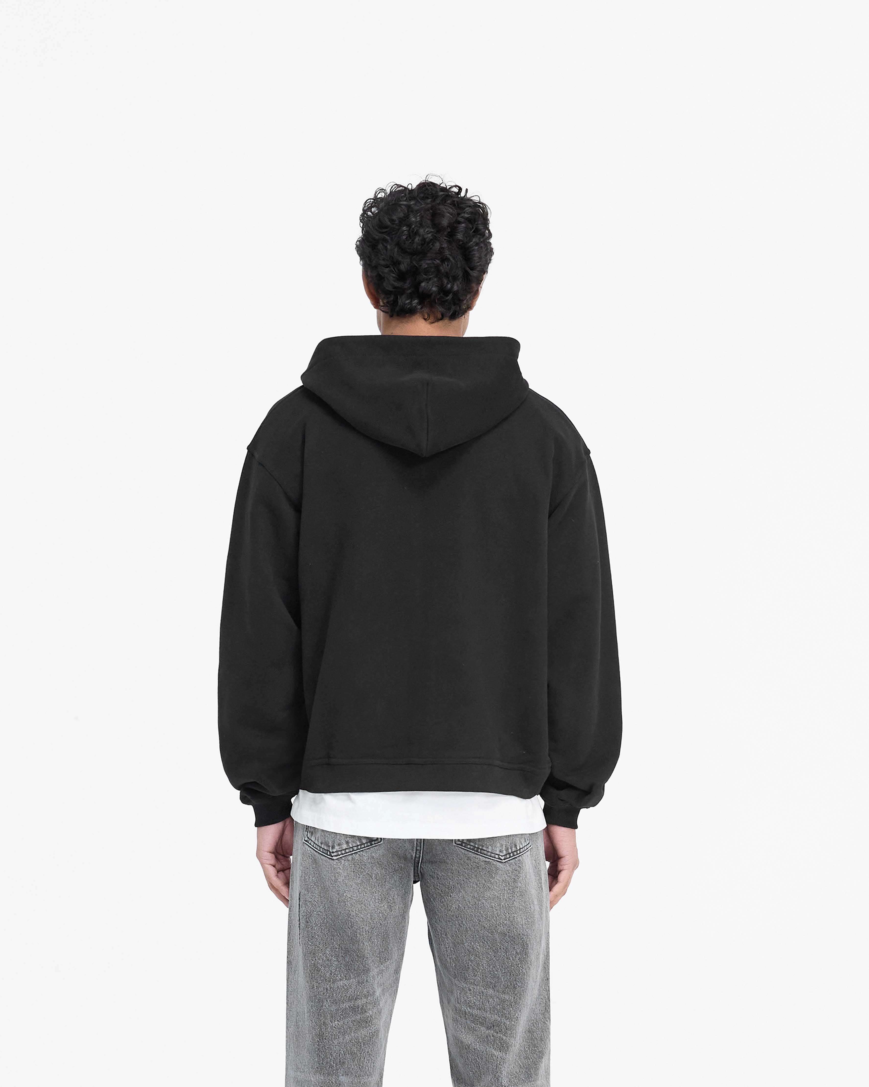 Script Logo Zip Hoodie - Black Winter Day