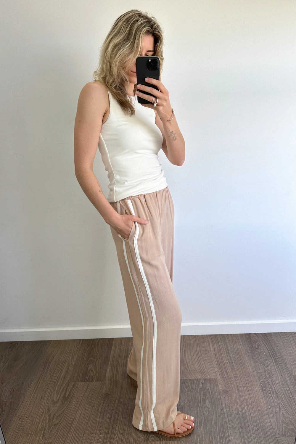 Courtney Linen Blend Pants Comfy Cut ElasticCuffs