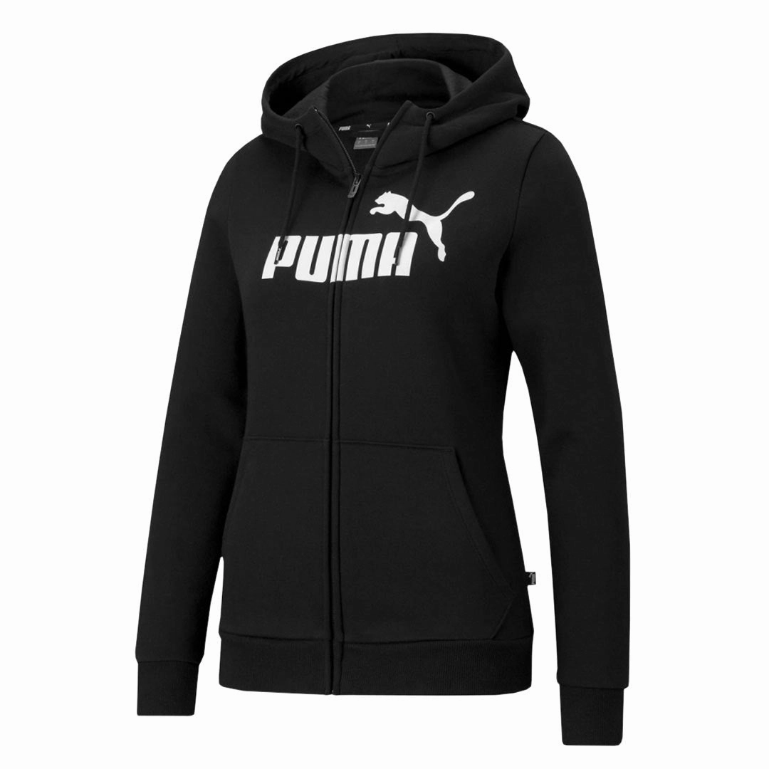 Puma - Women's Essentials Logo Full Zip Hoodie (586806 01) Magnetic Closure Options