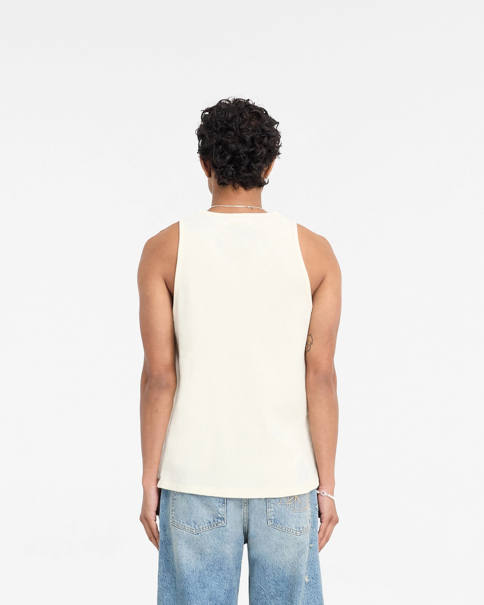 Represent X Duke   Dexter Ribbed Vest - Ecru Effortless Comfort Wear Comfy Layering