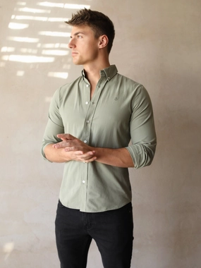 Sedona Slim Fit Shirt - Khaki Green Smooth Zipper Design Comfort Fit