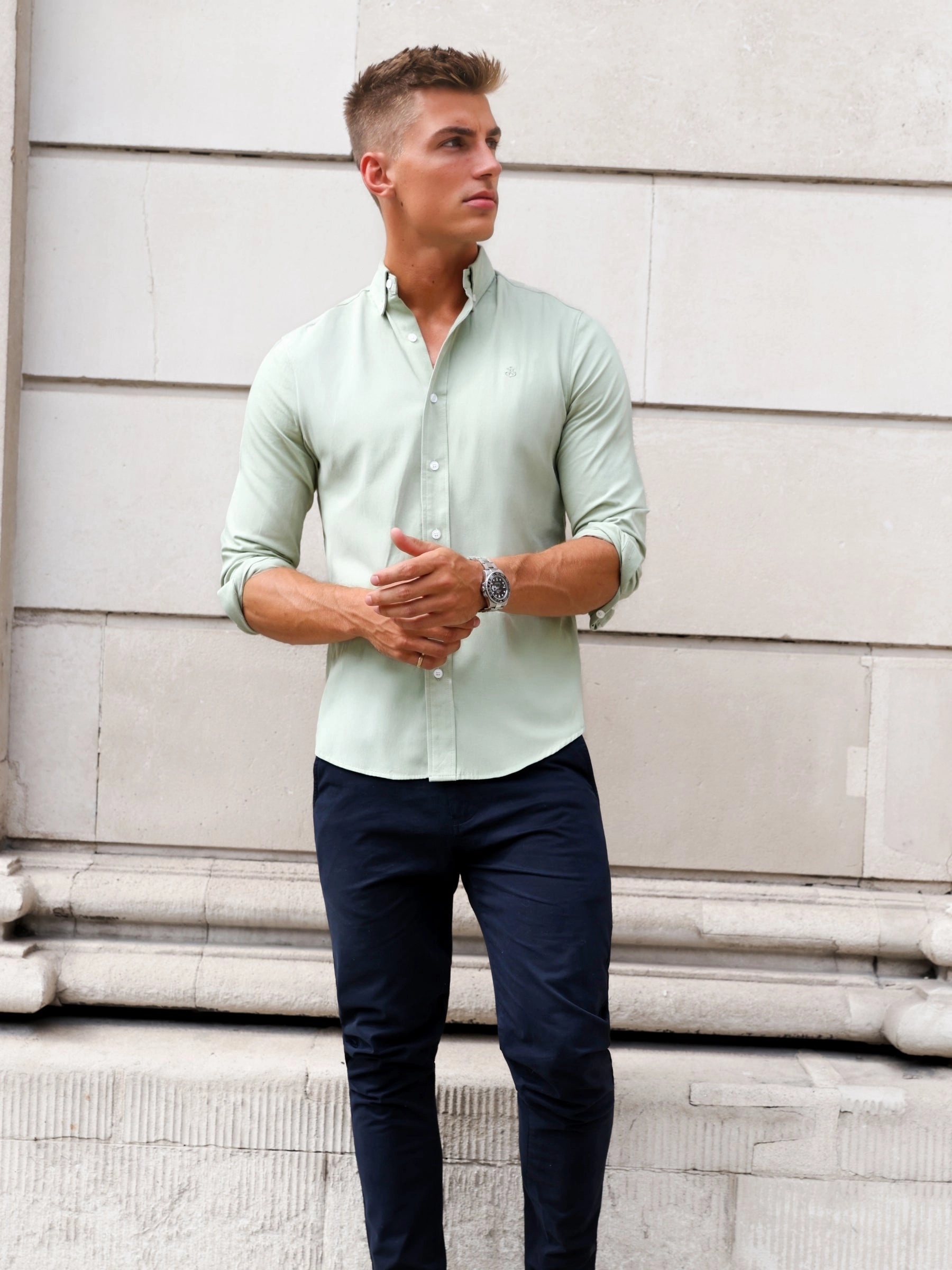 Sedona Slim Fit Shirt - Sage Green Lightweight Layer Long Sleeve
